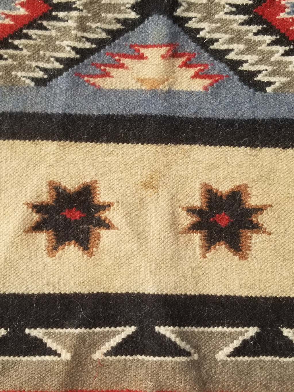 Vintage Traditional Handwoven Mexican Wool Multicolor Kilim Rug 242x151