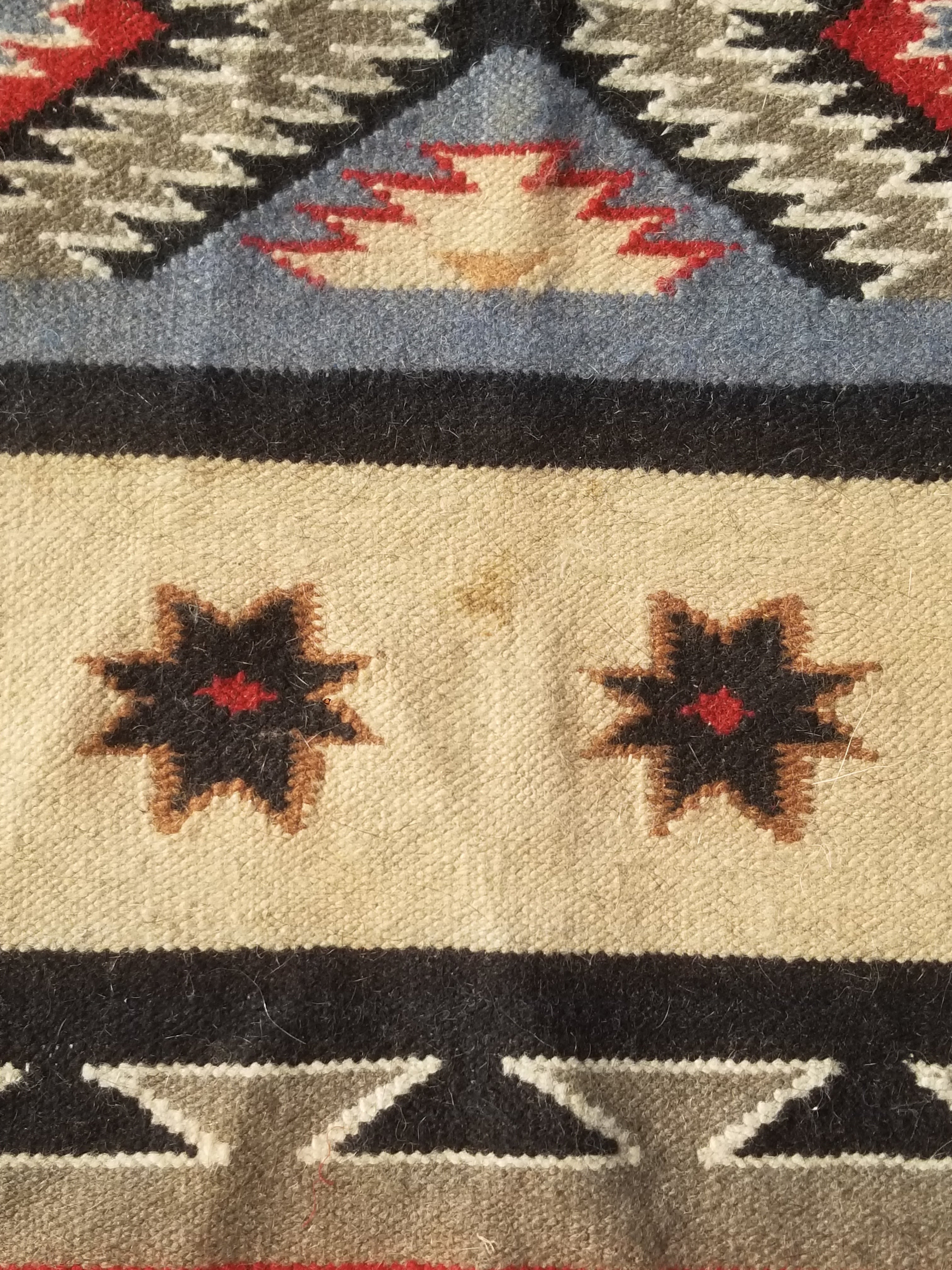 Vintage Traditional Handwoven Mexican Wool Multicolor Kilim Rug 242x151