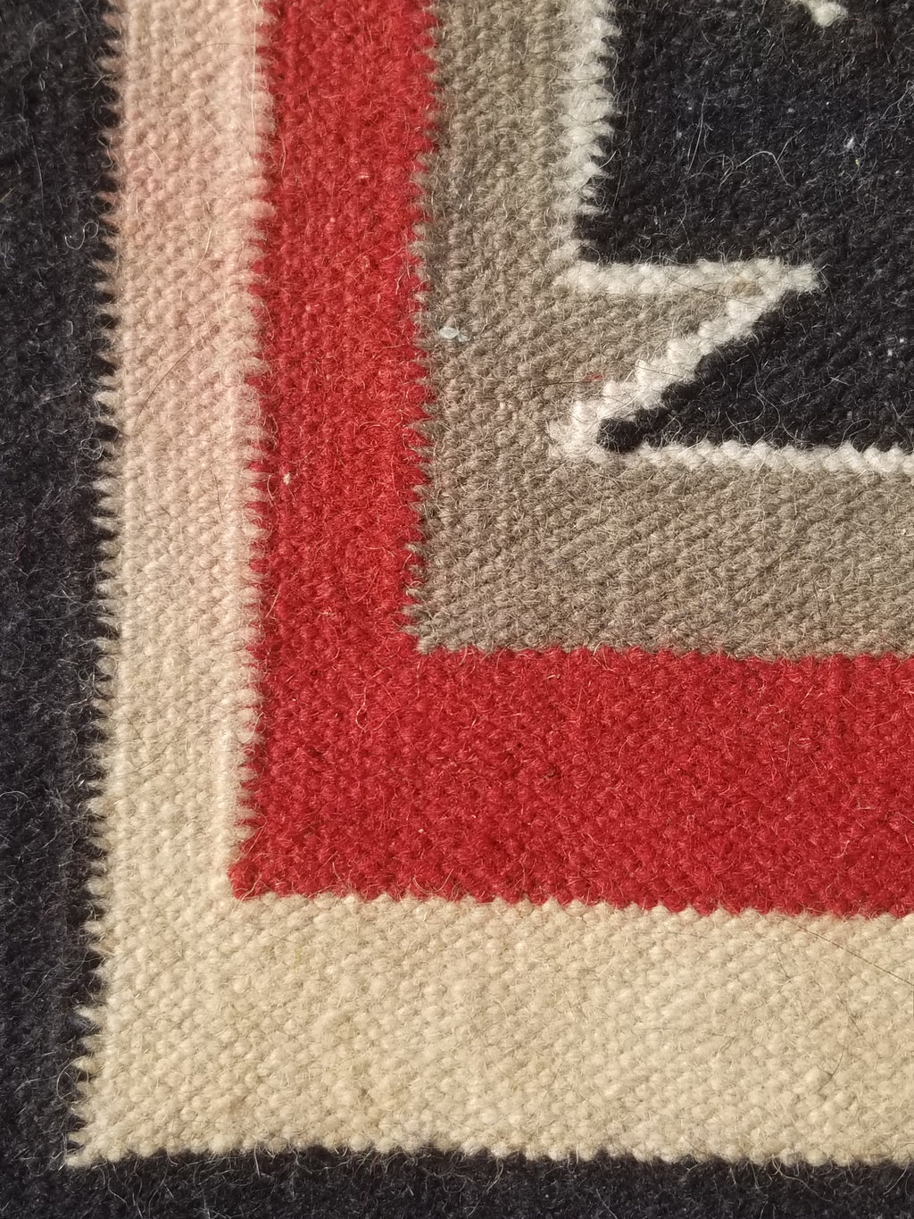 Vintage Traditional Handwoven Mexican Wool Multicolor Kilim Rug 242x151