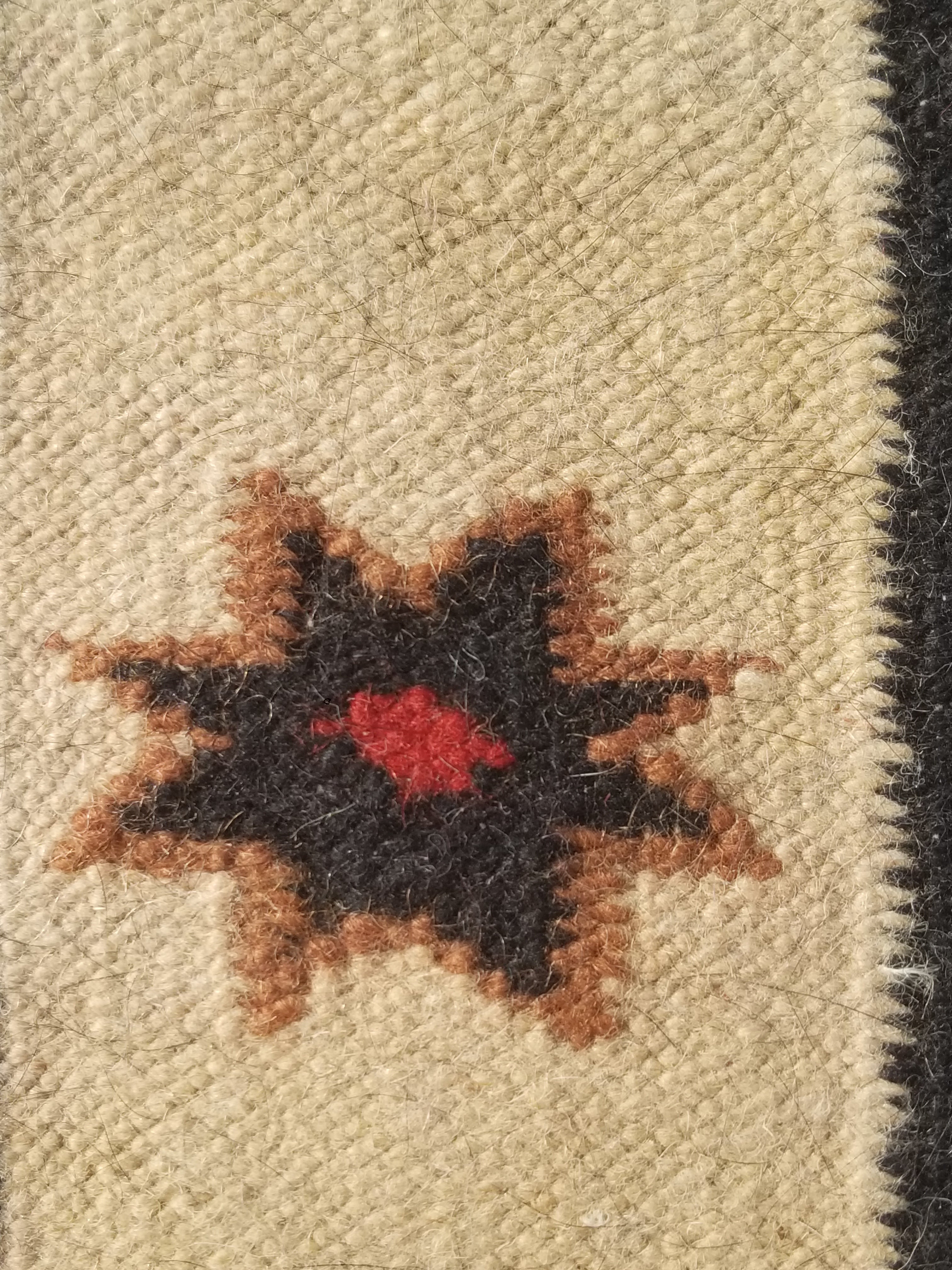 Vintage Traditional Handwoven Mexican Wool Multicolor Kilim Rug 242x151