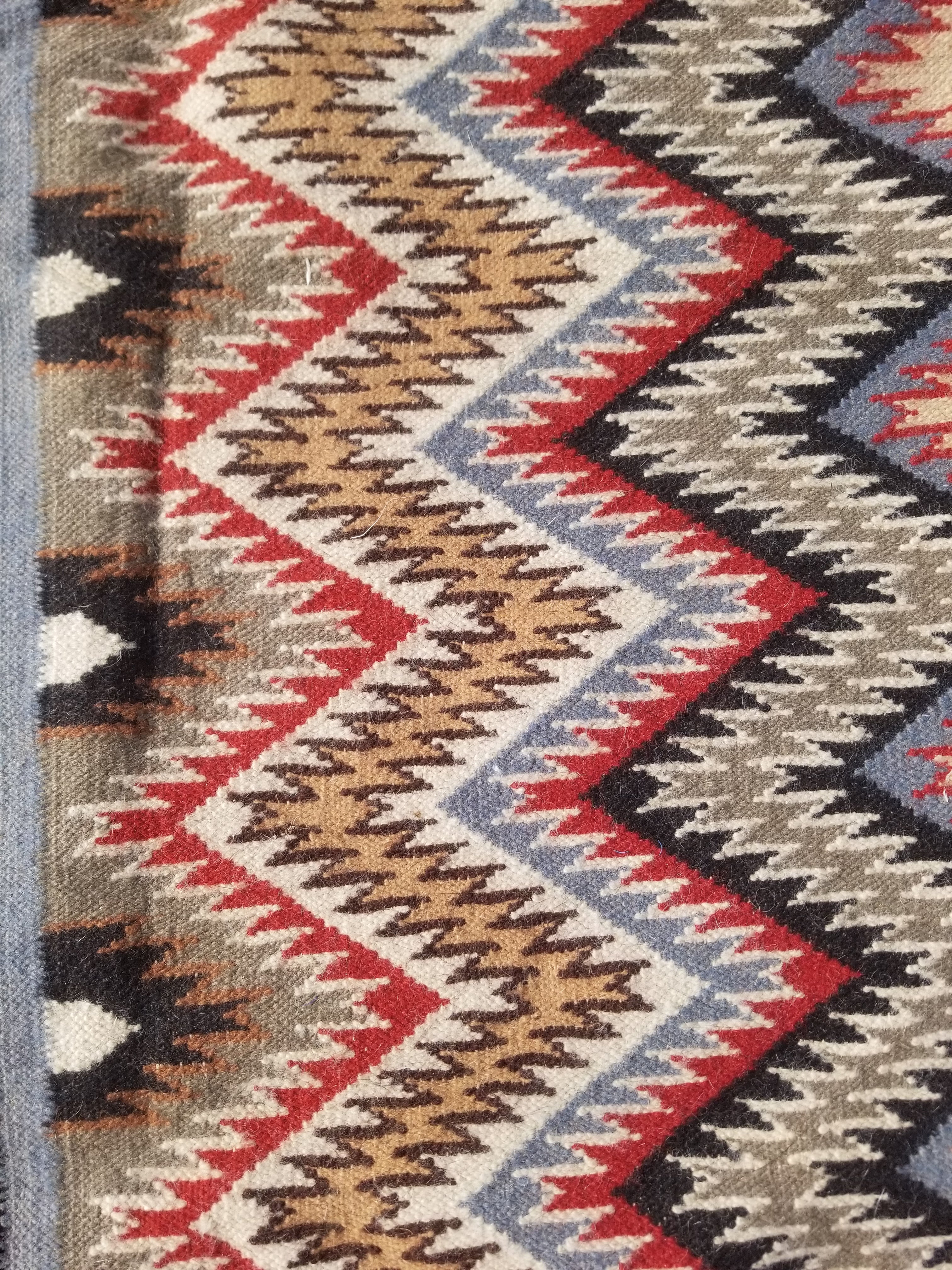 Vintage Traditional Handwoven Mexican Wool Multicolor Kilim Rug 242x151