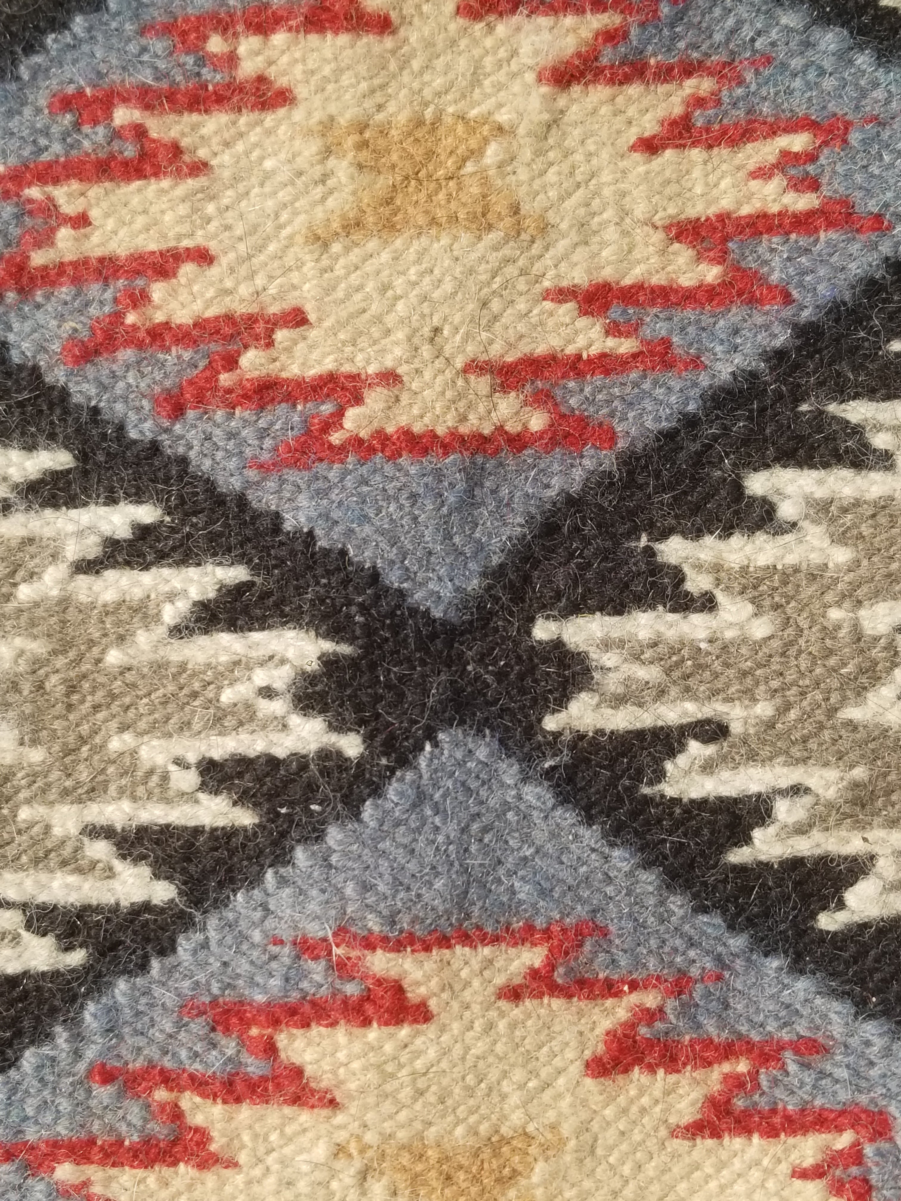 Vintage Traditional Handwoven Mexican Wool Multicolor Kilim Rug 242x151