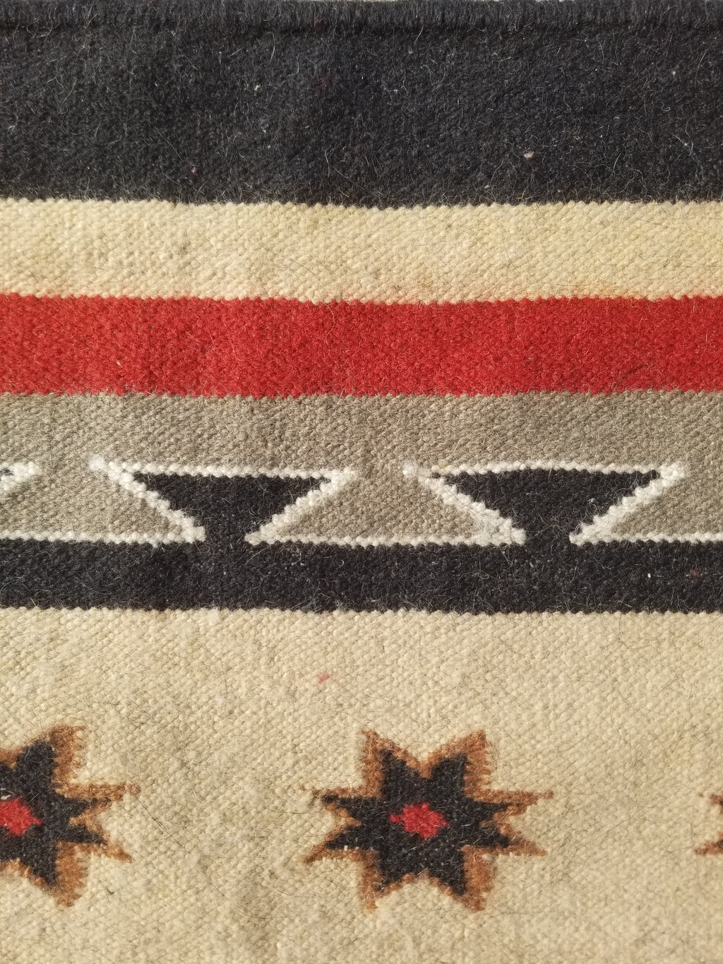 Vintage Traditional Handwoven Mexican Wool Multicolor Kilim Rug 242x151