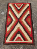 Vintage Handwoven Native American Navajo Eye Dazzler Pattern Wool Rug 149x89cm