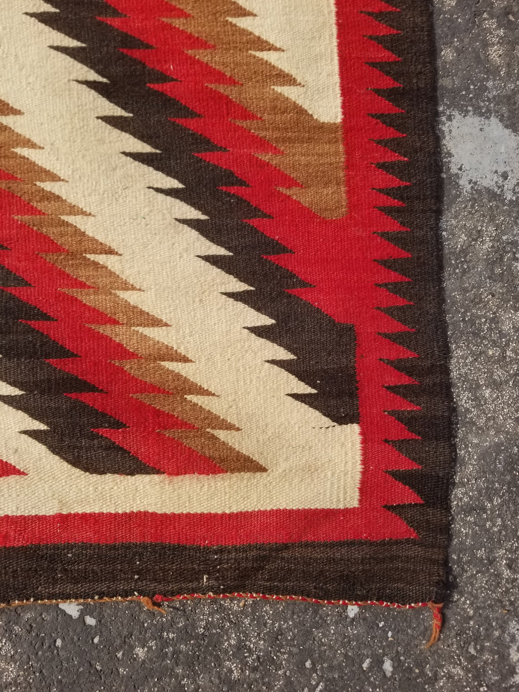 Vintage Handwoven Native American Navajo Eye Dazzler Pattern Wool Rug 149x89cm