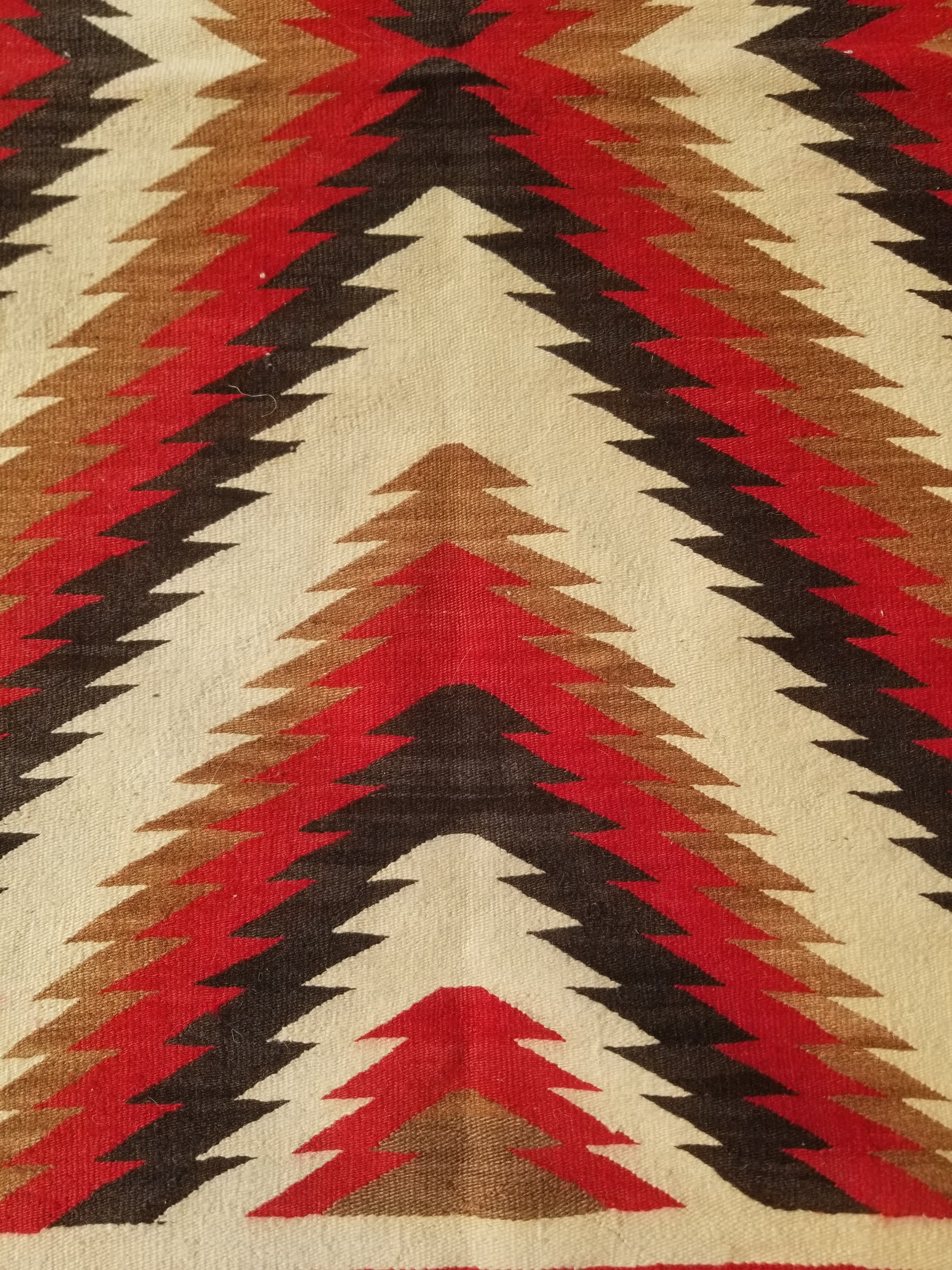 Vintage Handwoven Native American Navajo Eye Dazzler Pattern Wool Rug 149x89cm