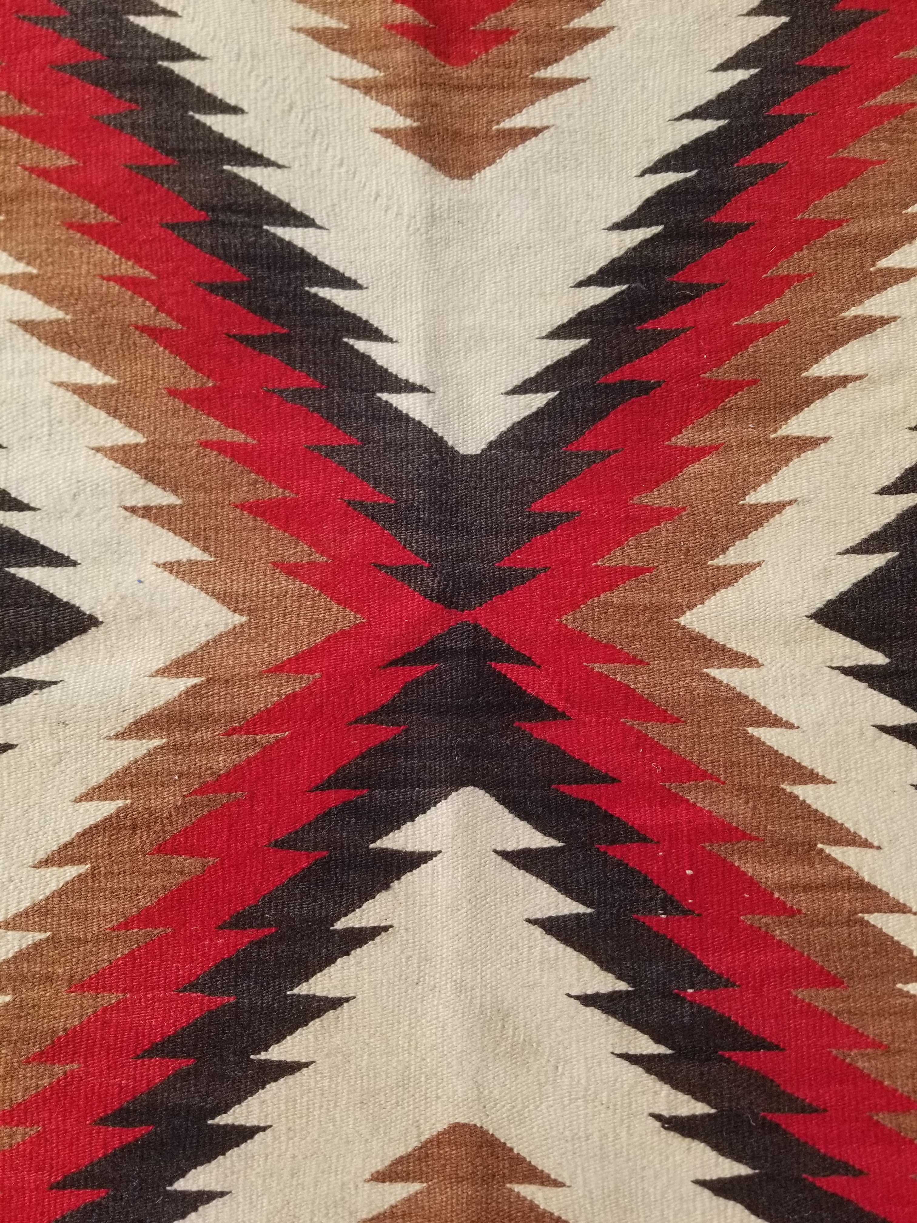 Vintage Handwoven Native American Navajo Eye Dazzler Pattern Wool Rug 149x89cm