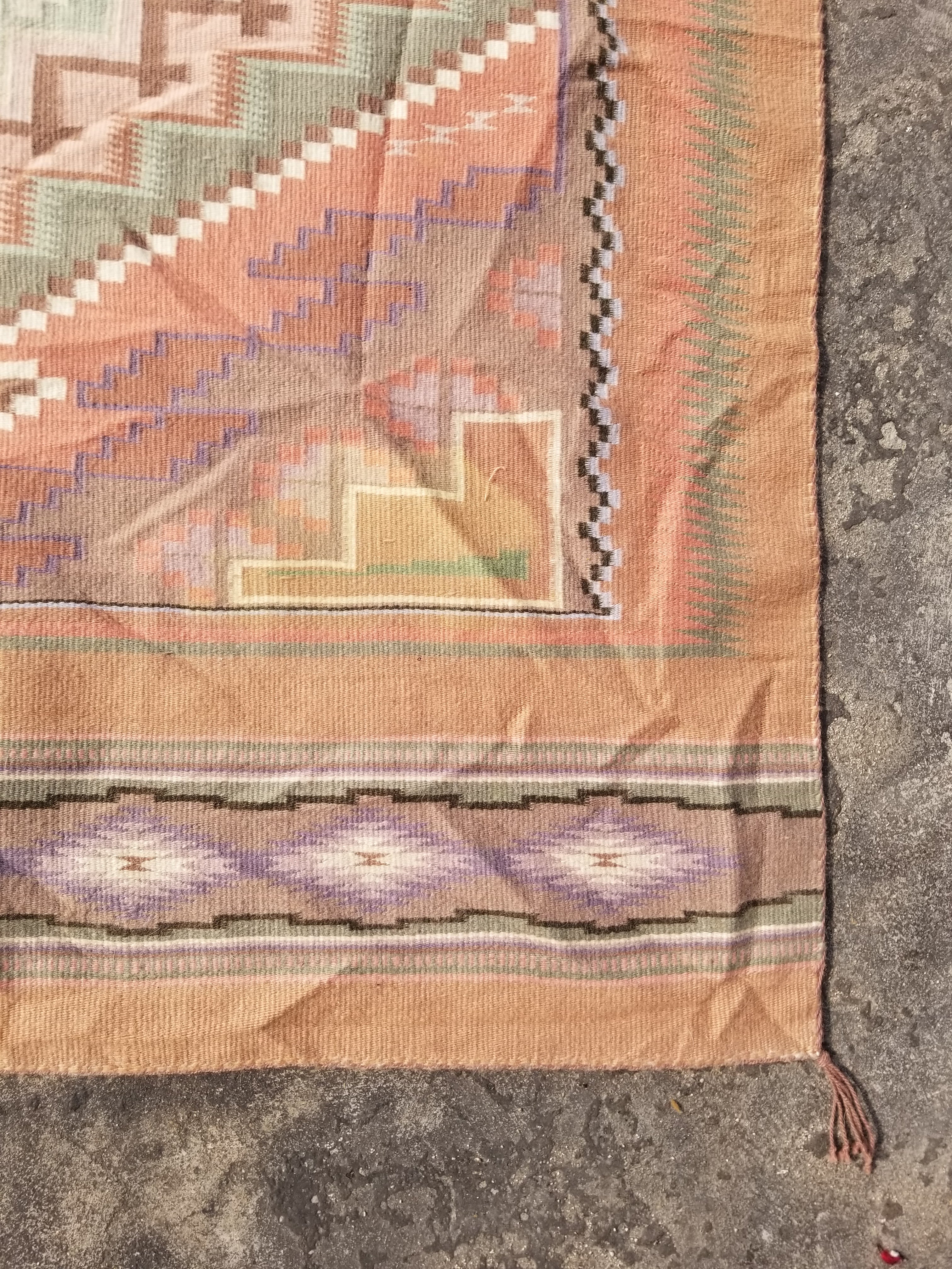 Vintage Traditional Handwoven Native American Navajo Wool Multicolor Rug 158x101