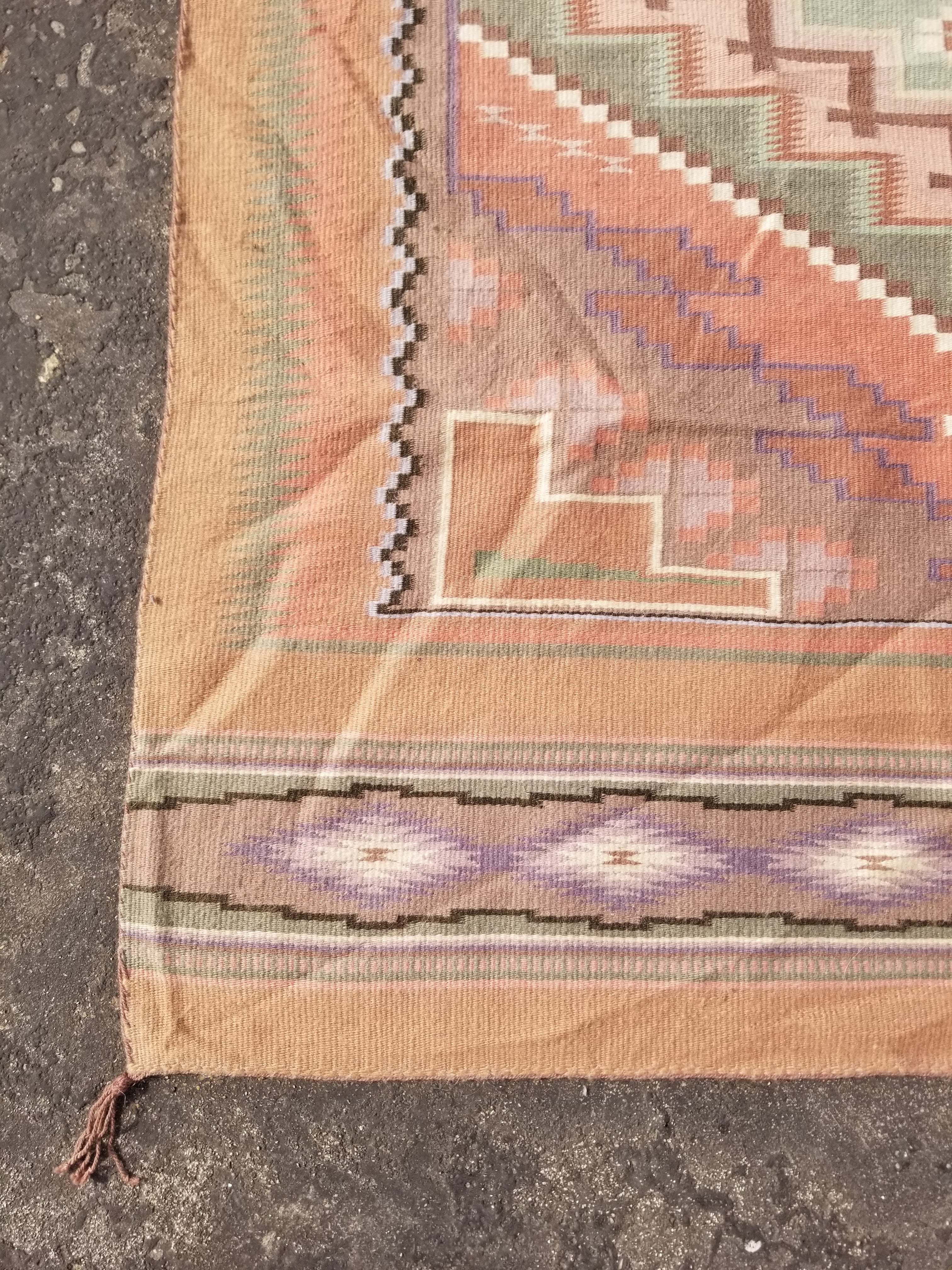 Vintage Traditional Handwoven Native American Navajo Wool Multicolor Rug 158x101