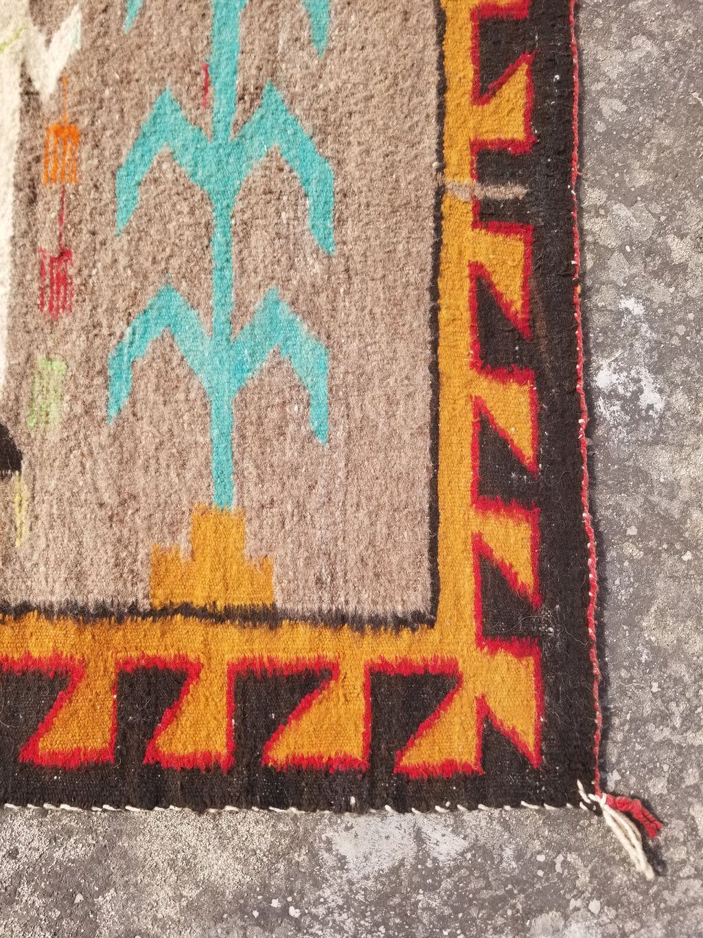 Vintage Traditional Handwoven Native American Navajo Yei Figural Wool Rug 170x93
