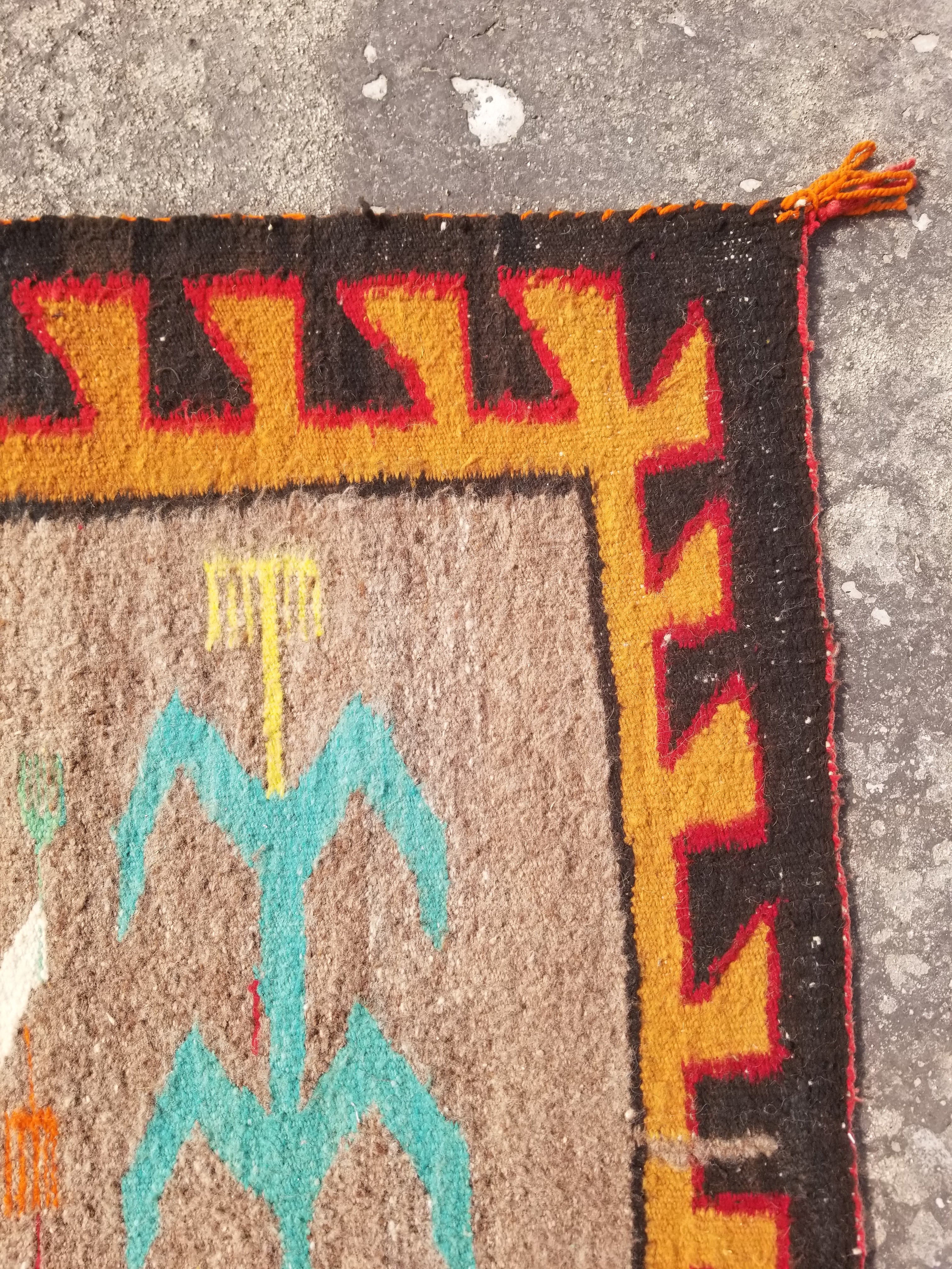 Vintage Traditional Handwoven Native American Navajo Yei Figural Wool Rug 170x93