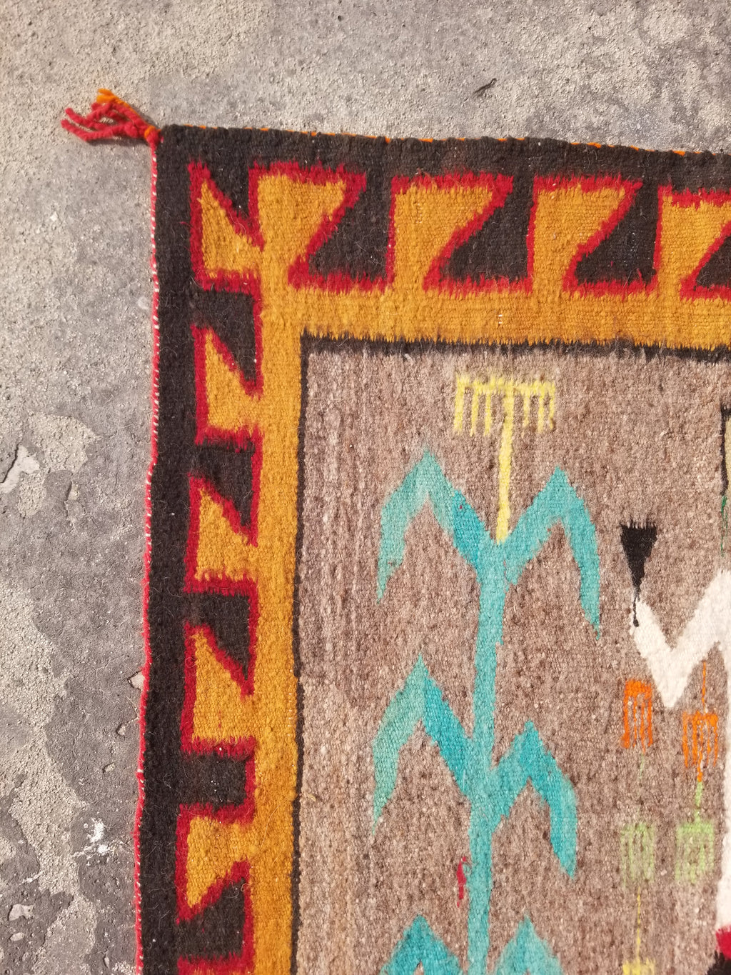 Vintage Traditional Handwoven Native American Navajo Yei Figural Wool Rug 170x93
