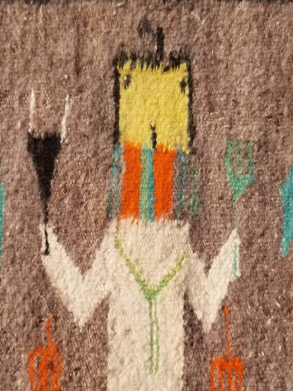 Vintage Traditional Handwoven Native American Navajo Yei Figural Wool Rug 170x93