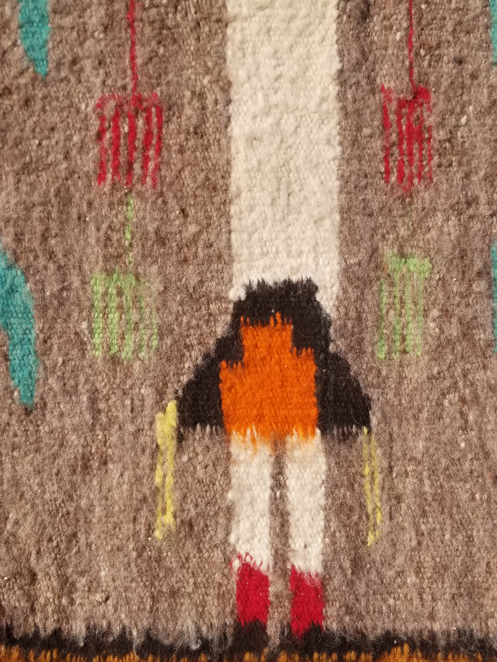 Vintage Traditional Handwoven Native American Navajo Yei Figural Wool Rug 170x93