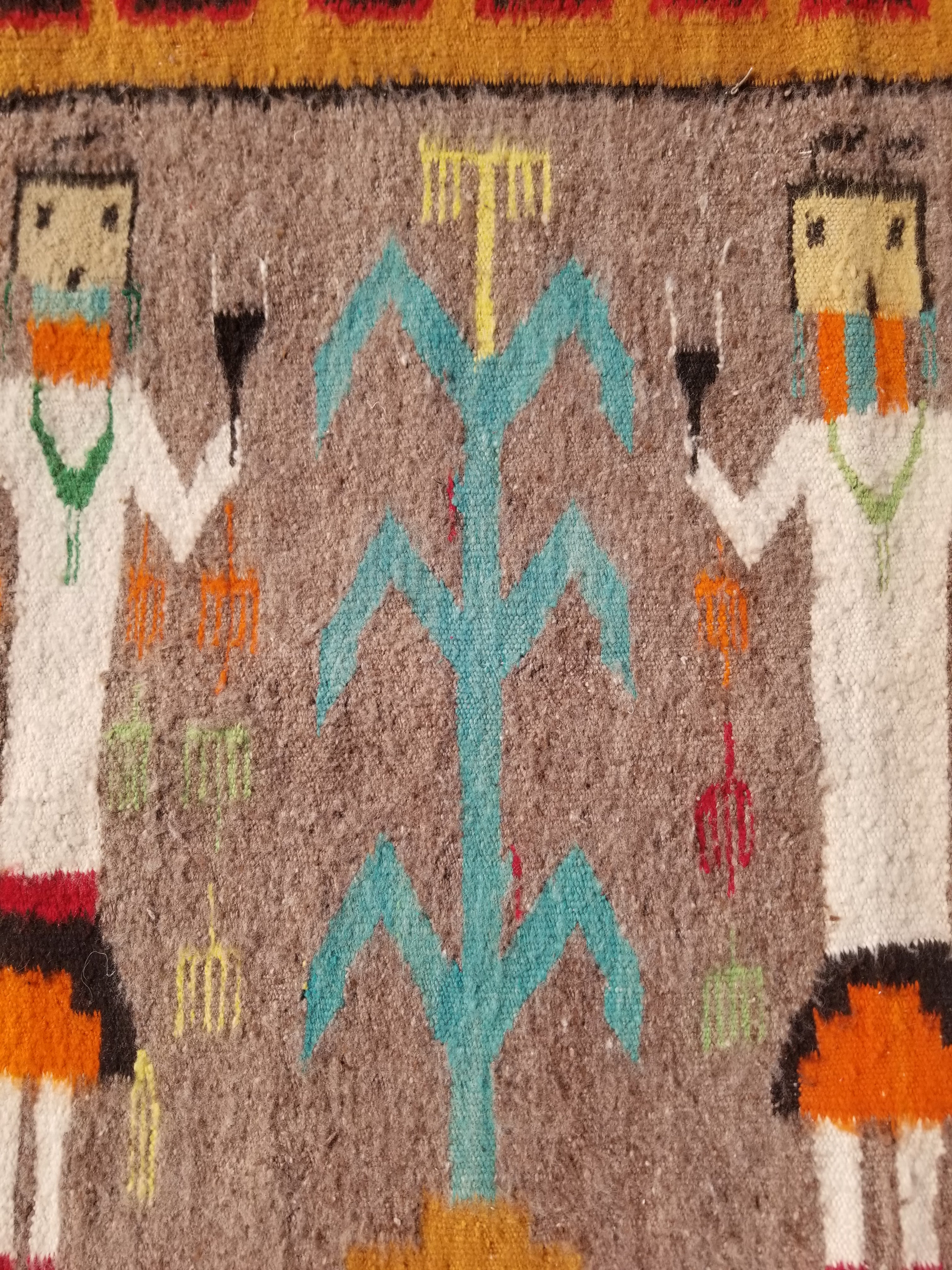Vintage Traditional Handwoven Native American Navajo Yei Figural Wool Rug 170x93