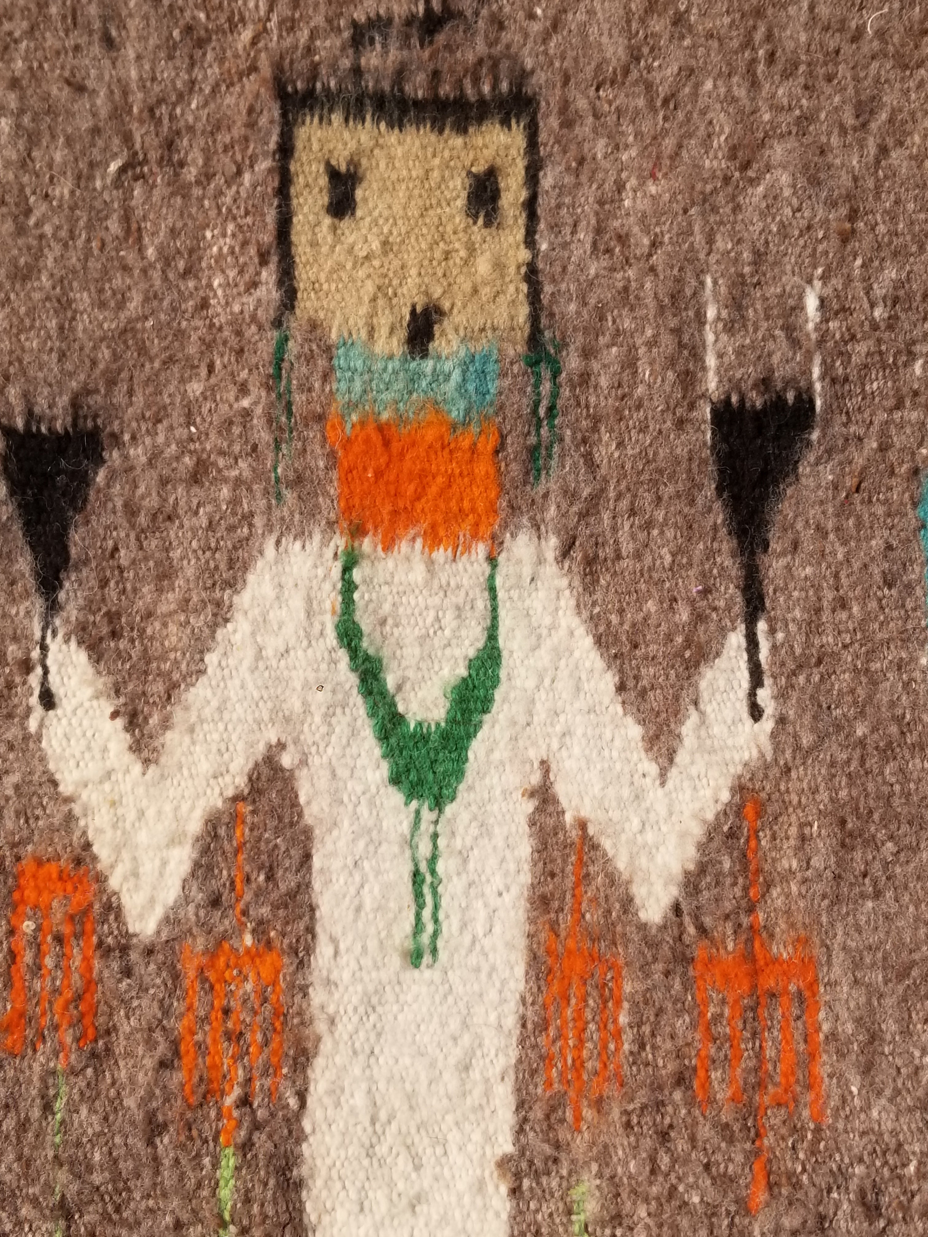 Vintage Traditional Handwoven Native American Navajo Yei Figural Wool Rug 170x93