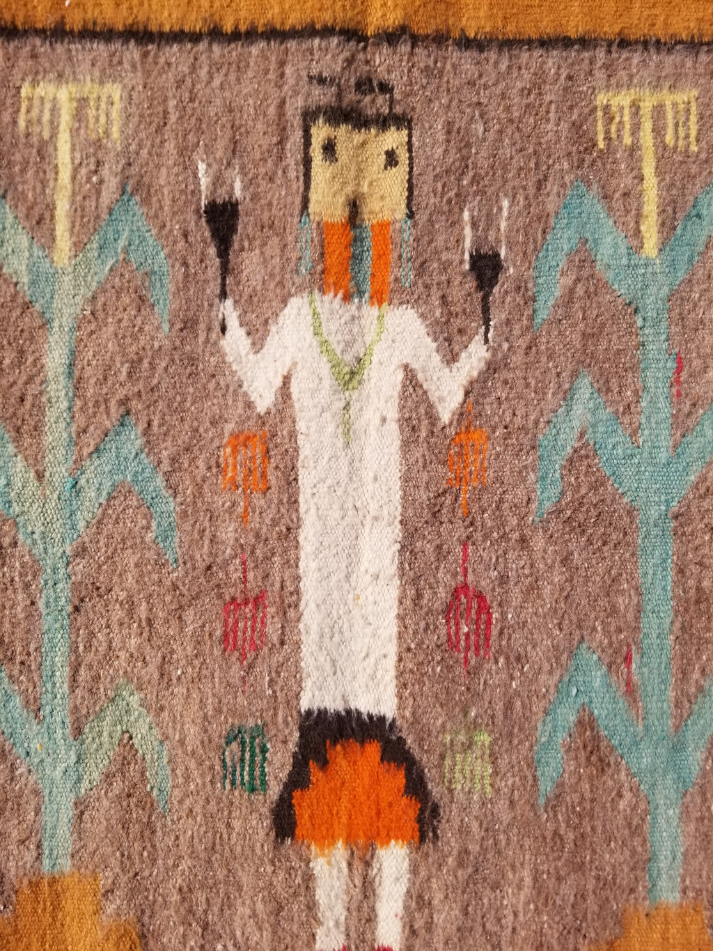 Vintage Traditional Handwoven Native American Navajo Yei Figural Wool Rug 170x93