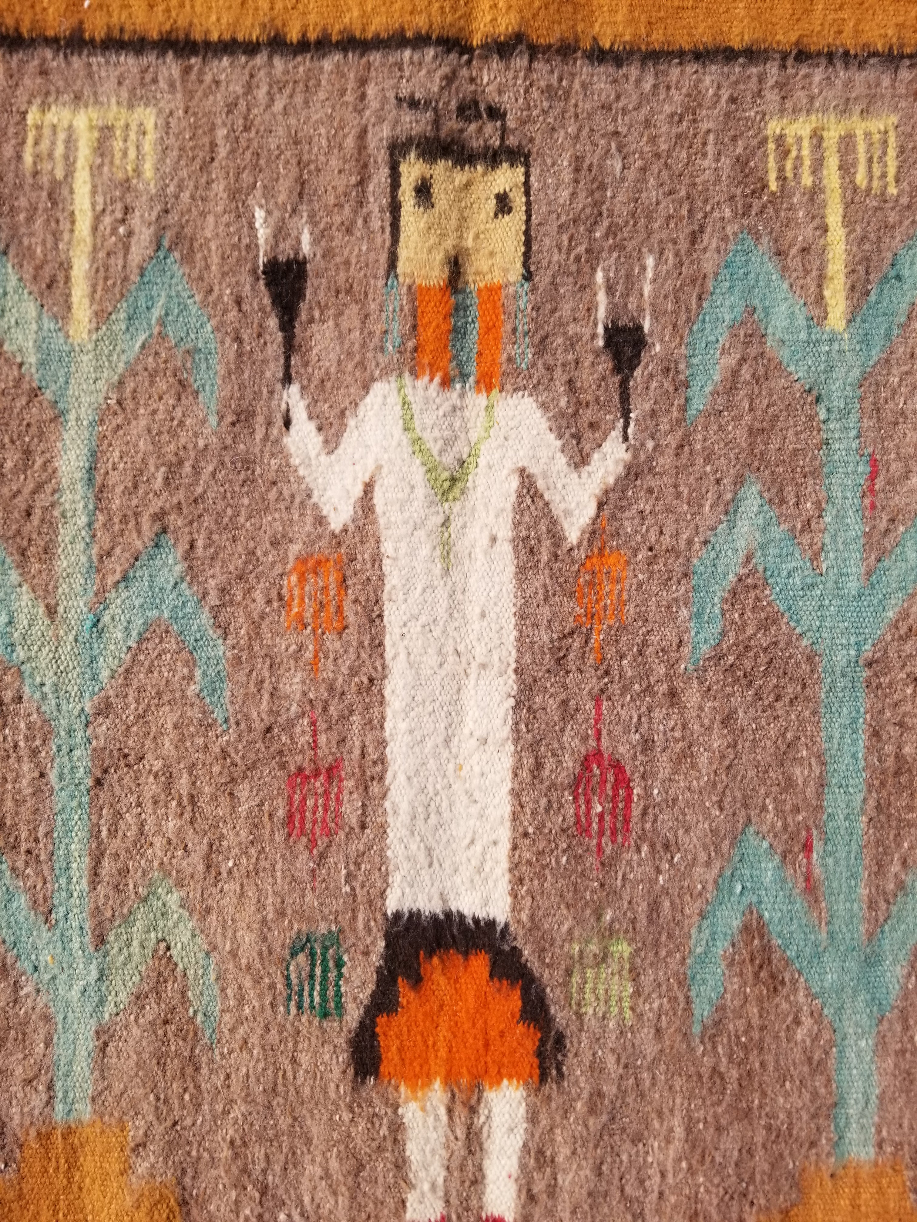 Vintage Traditional Handwoven Native American Navajo Yei Figural Wool Rug 170x93