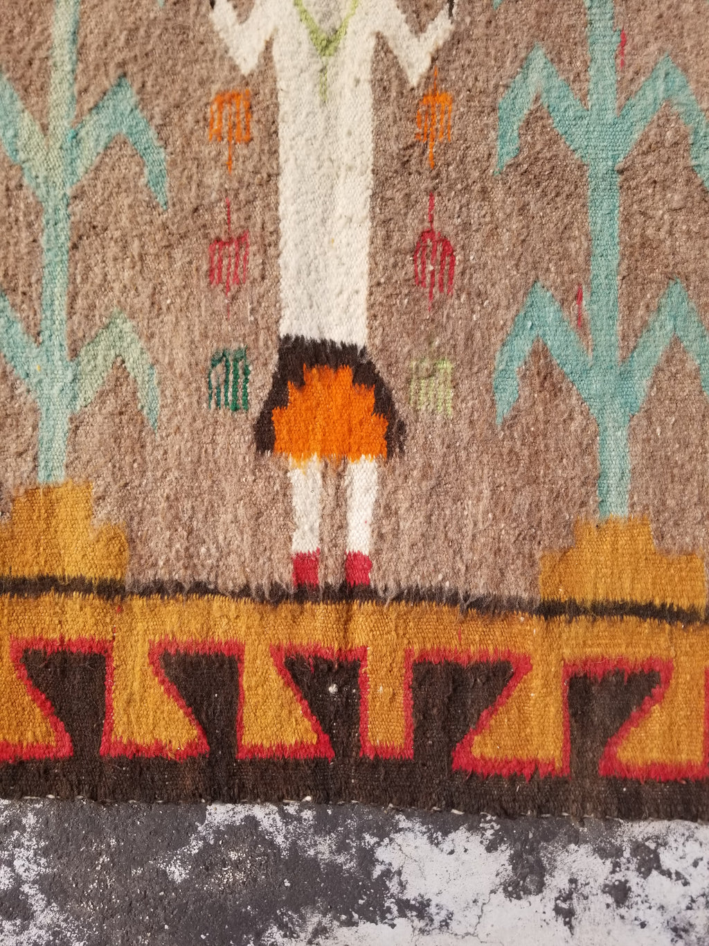 Vintage Traditional Handwoven Native American Navajo Yei Figural Wool Rug 170x93