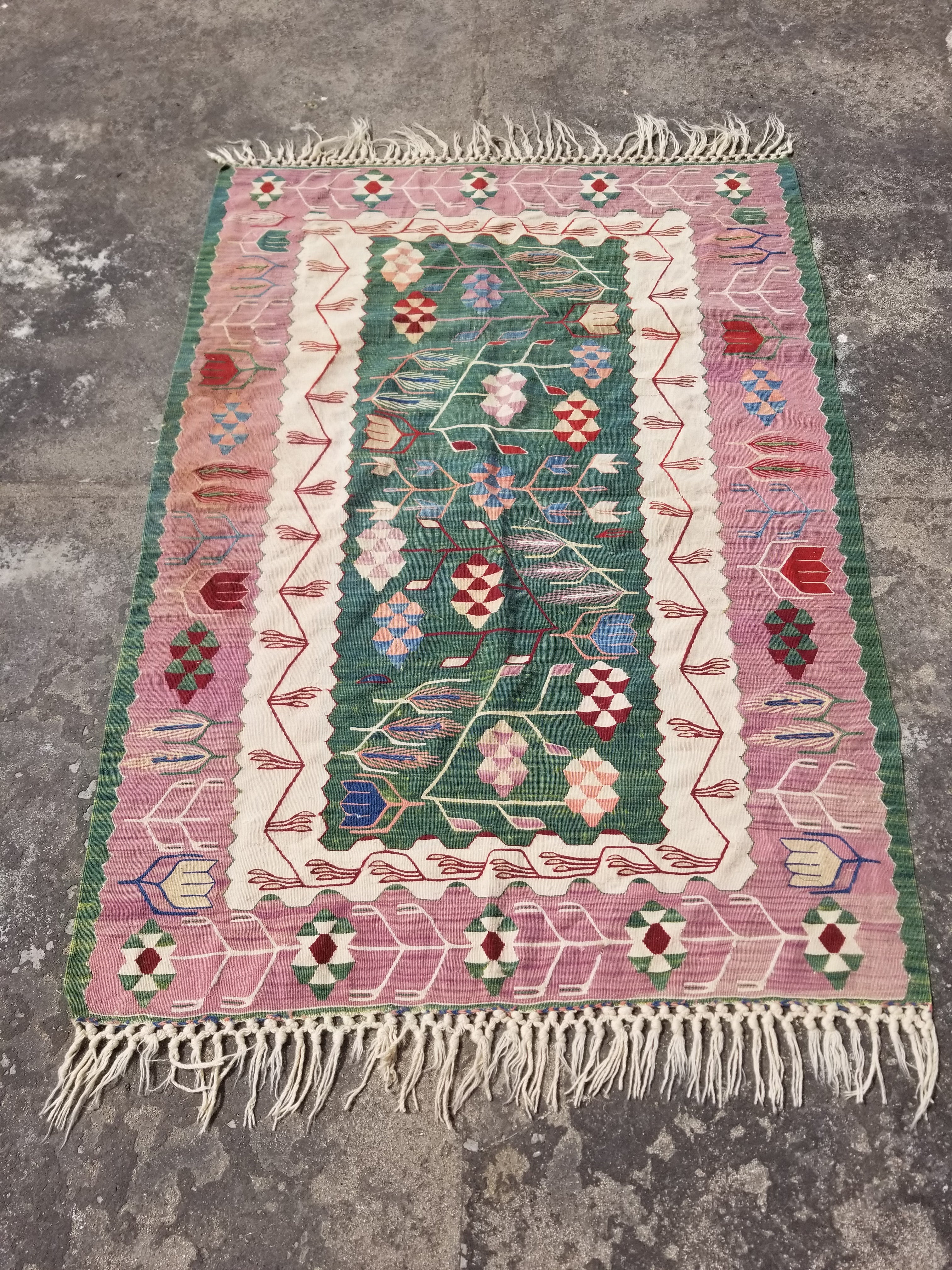 Vintage Traditional Handwoven Turkish Tribal Wool Multicolor Kilim 156x102cm