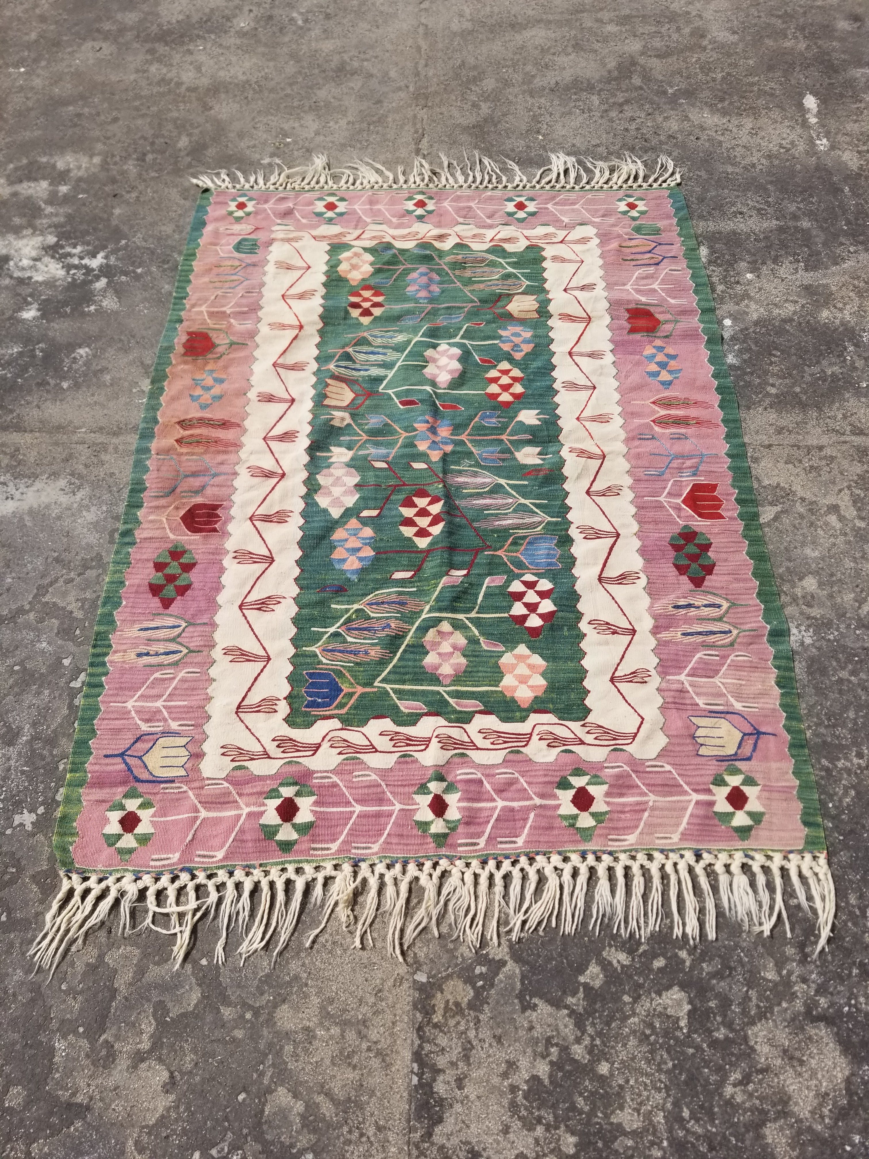 Vintage Traditional Handwoven Turkish Tribal Wool Multicolor Kilim 156x102cm