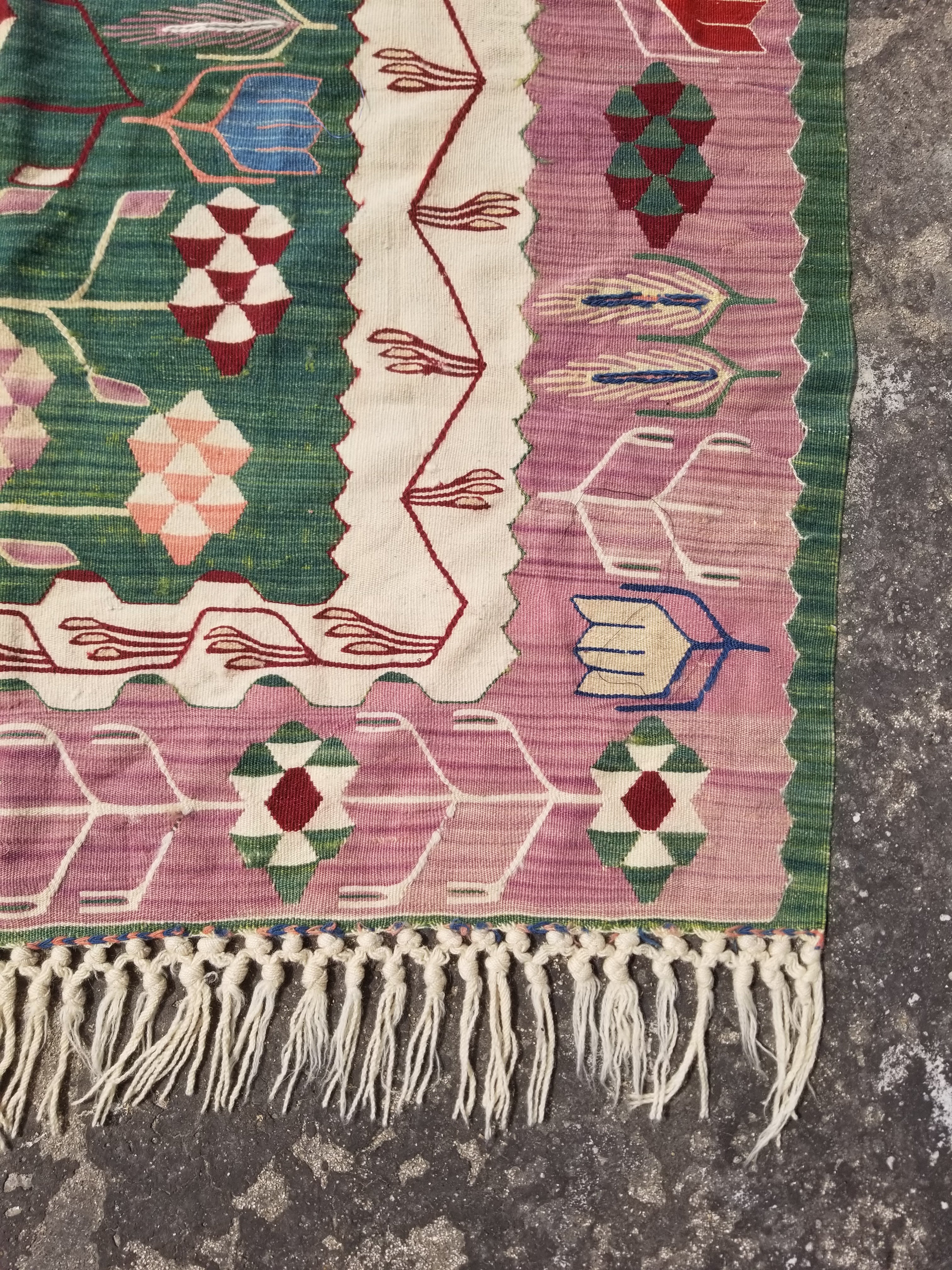 Vintage Traditional Handwoven Turkish Tribal Wool Multicolor Kilim 156x102cm