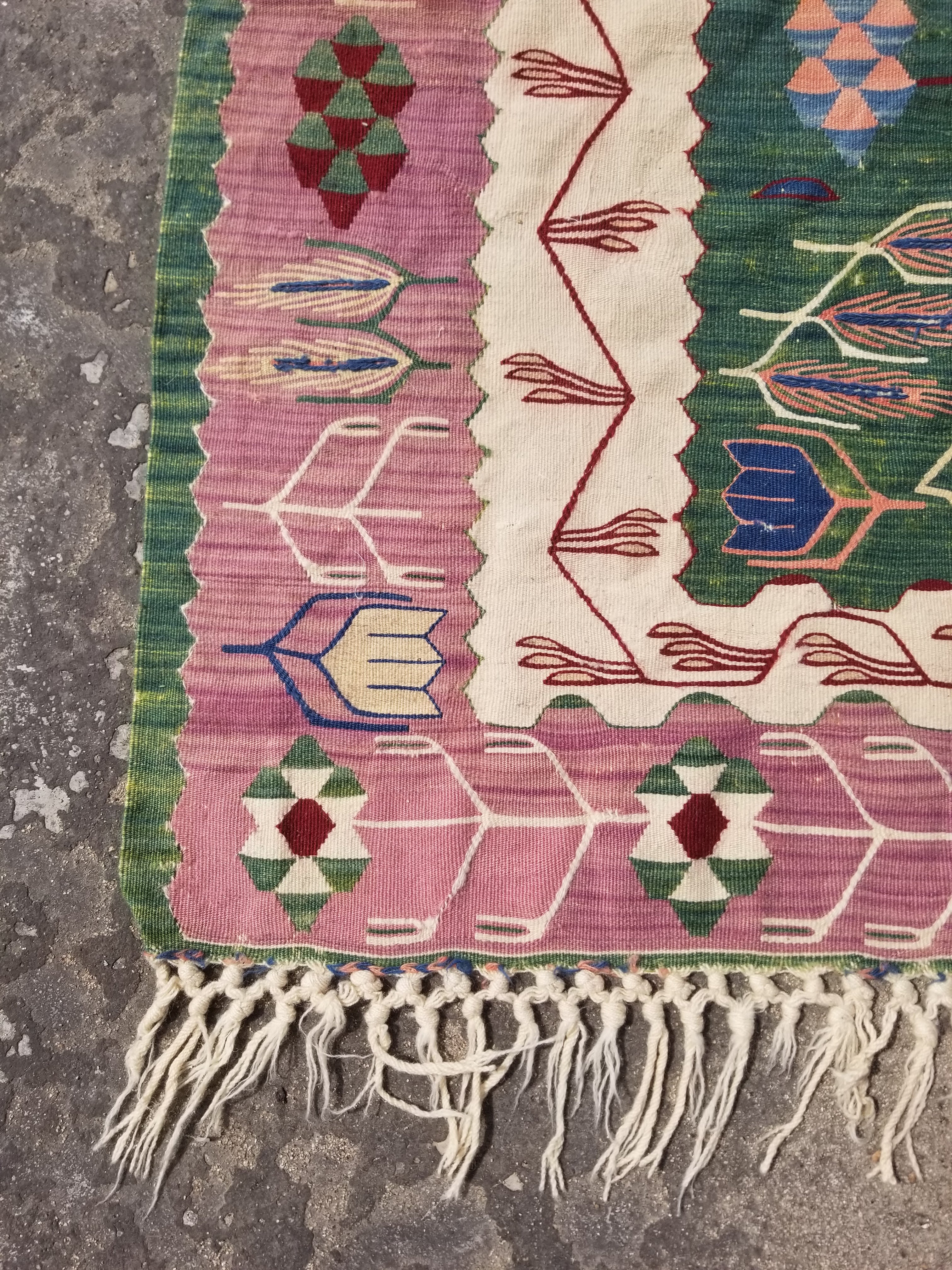 Vintage Traditional Handwoven Turkish Tribal Wool Multicolor Kilim 156x102cm