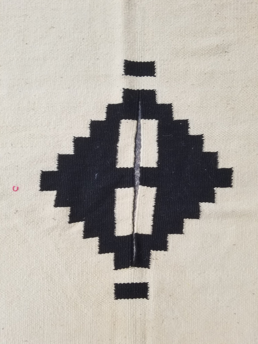 Vintage Tradiitonal Handwoven Mexican Zapotec Wool Beige & Black Kilim 189x88cm