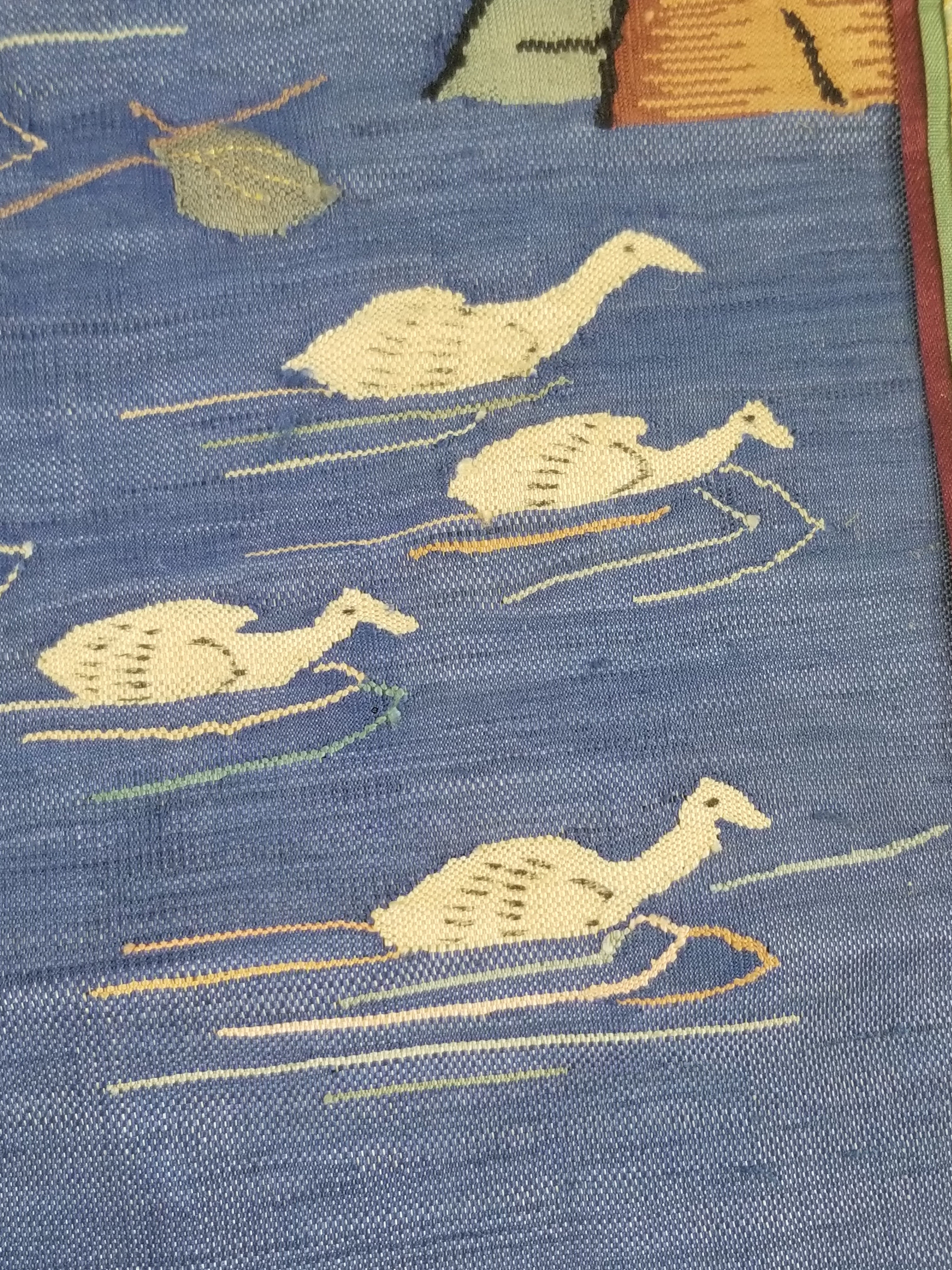 Antique Chinese Handwoven Fishermen and River Landscape Kesi Panel 110x41cm