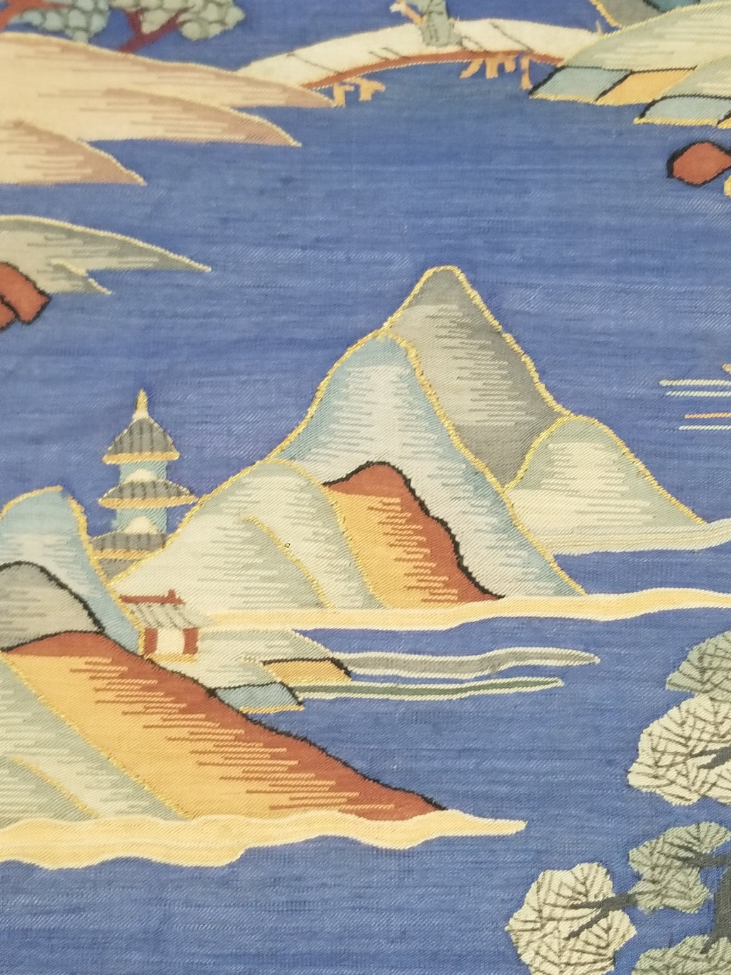 Antique Chinese Handwoven Fishermen and River Landscape Kesi Panel 110x41cm