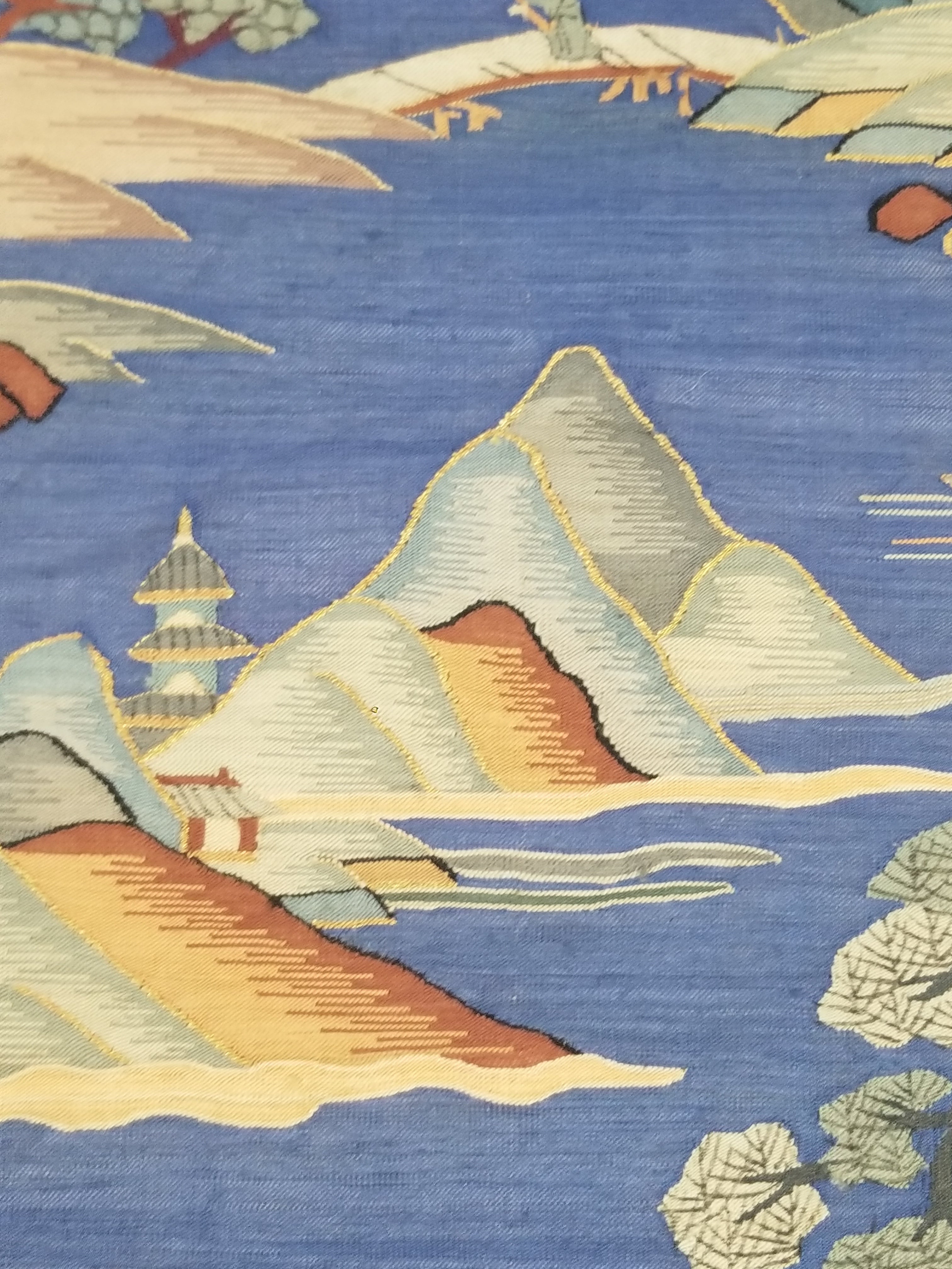 Antique Chinese Handwoven Fishermen and River Landscape Kesi Panel 110x41cm