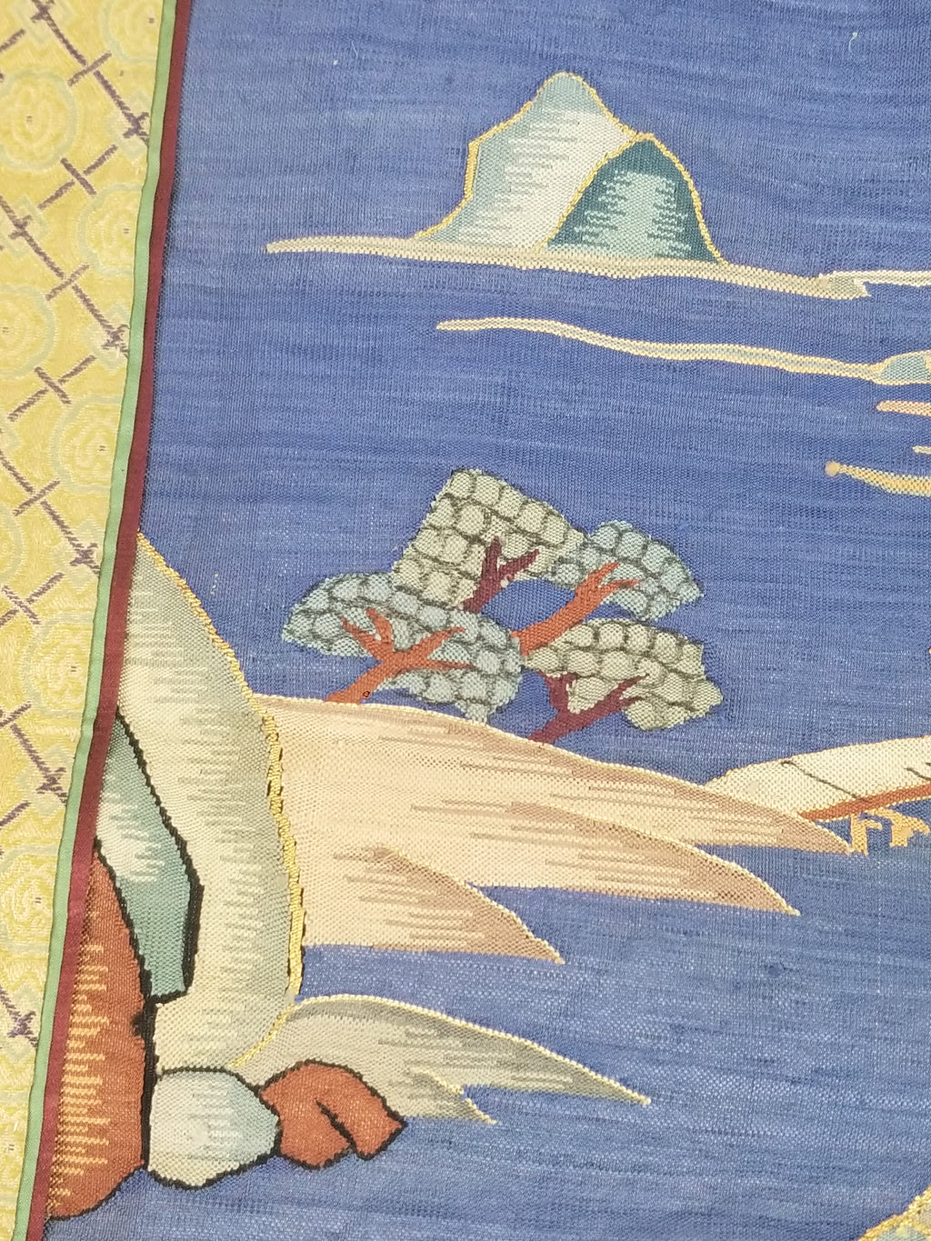 Antique Chinese Handwoven Fishermen and River Landscape Kesi Panel 110x41cm