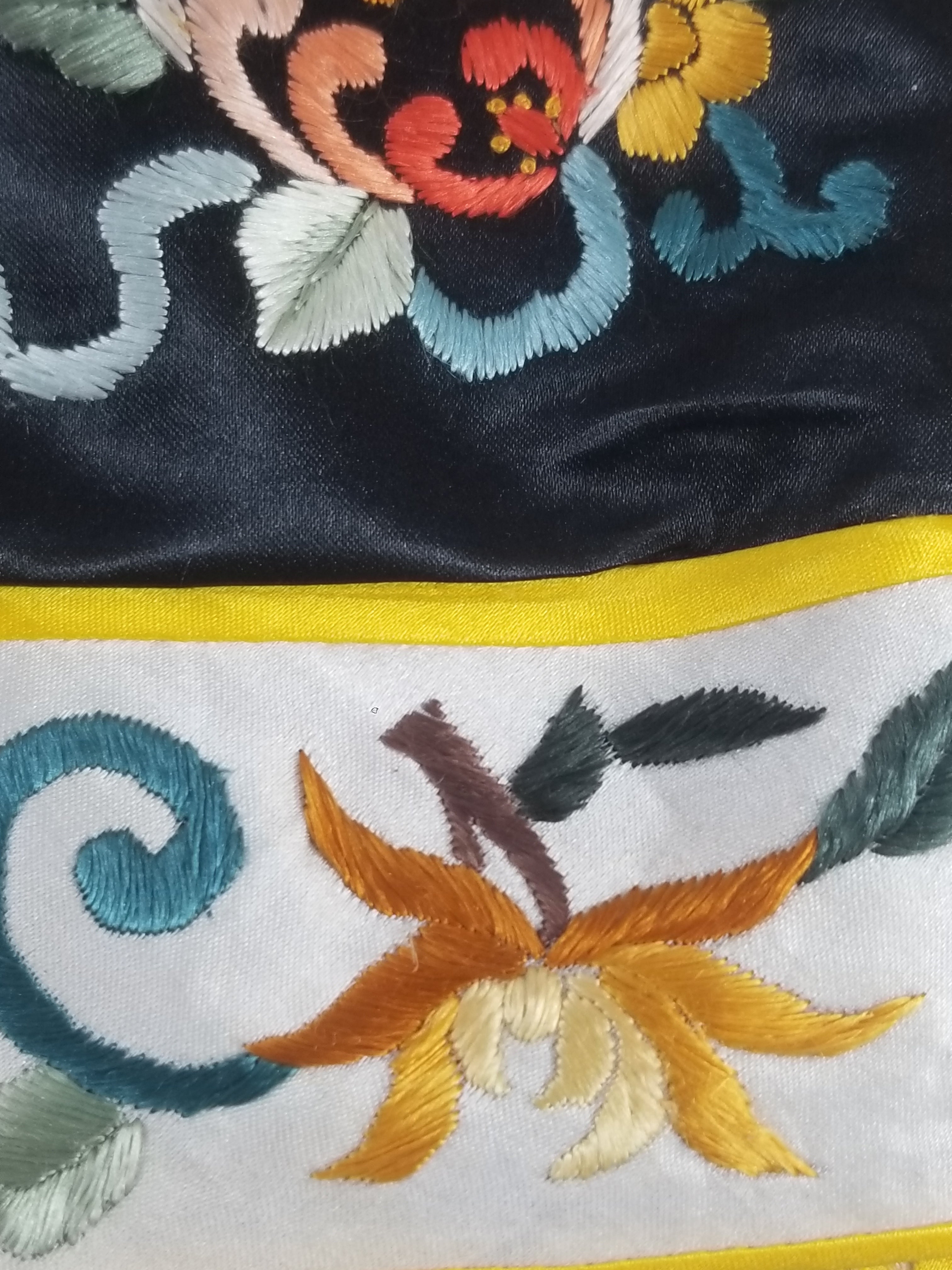 Vintage Chinese Hand Embroidered Floral & Figural Silk Jacket