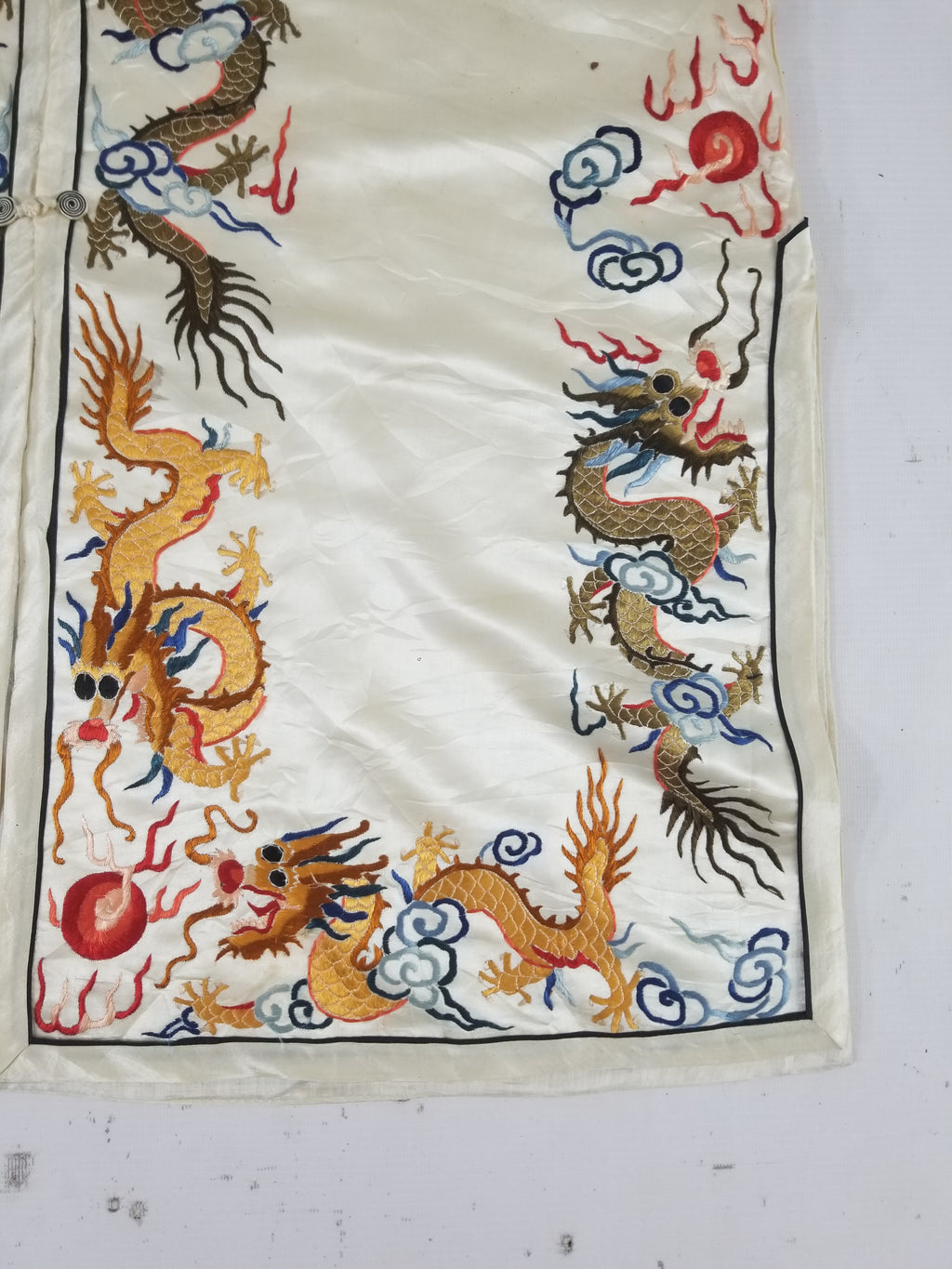 Vintage Chinese Hand Embroidered Dragon Silk Robe