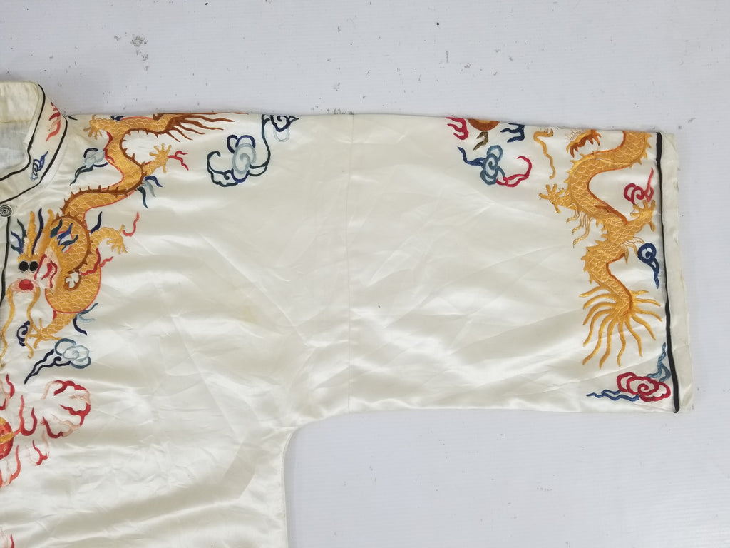 Vintage Chinese Hand Embroidered Dragon Silk Robe