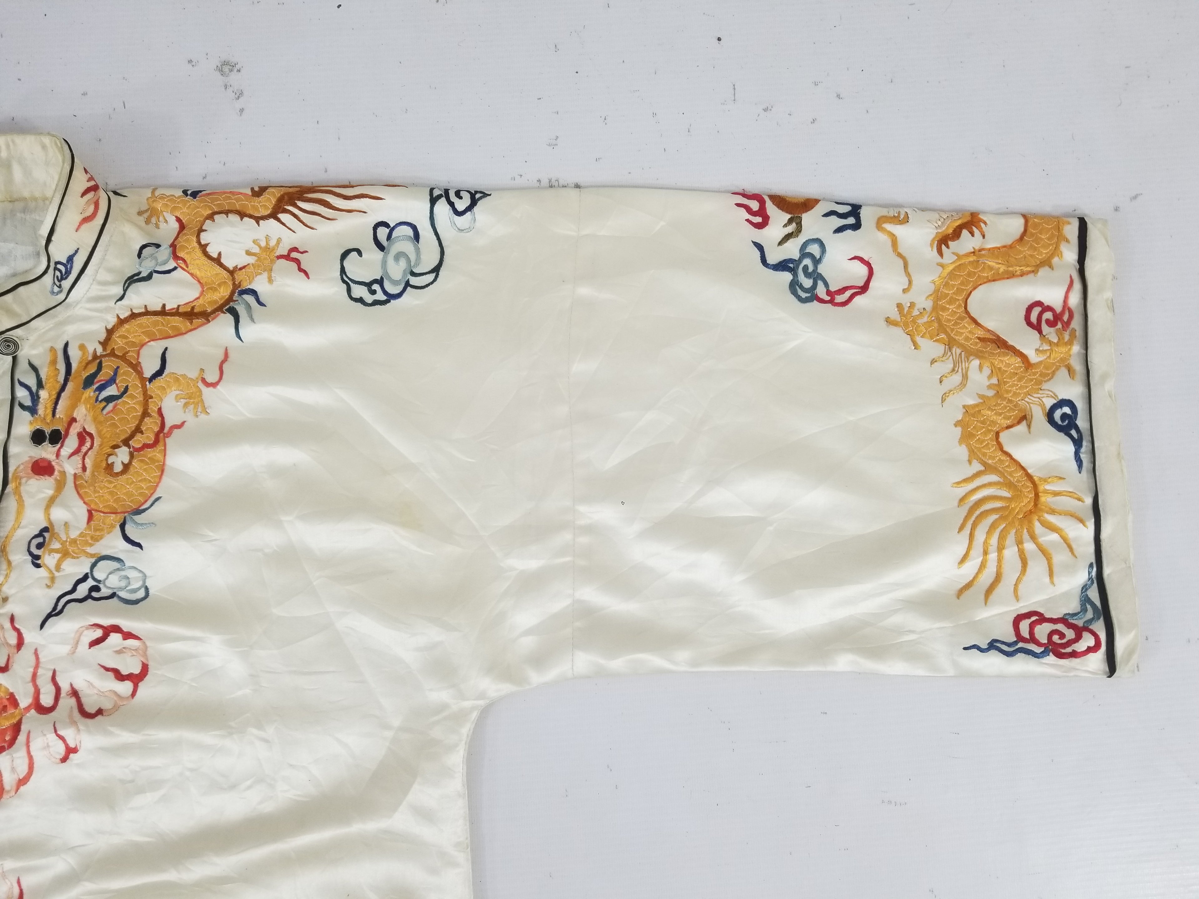 Vintage Chinese Hand Embroidered Dragon Silk Robe