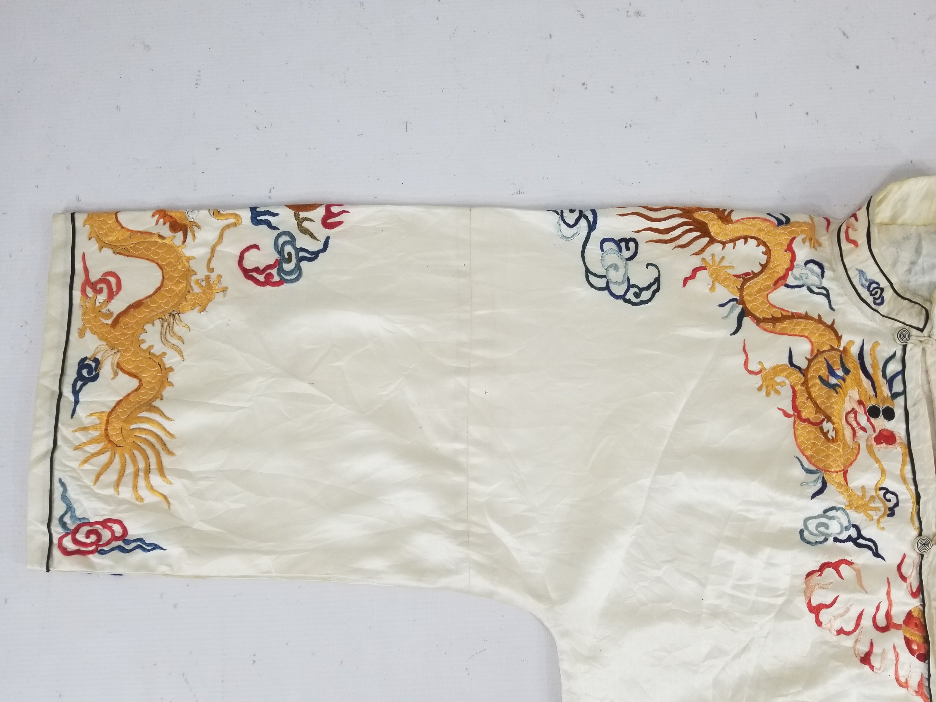 Vintage Chinese Hand Embroidered Dragon Silk Robe