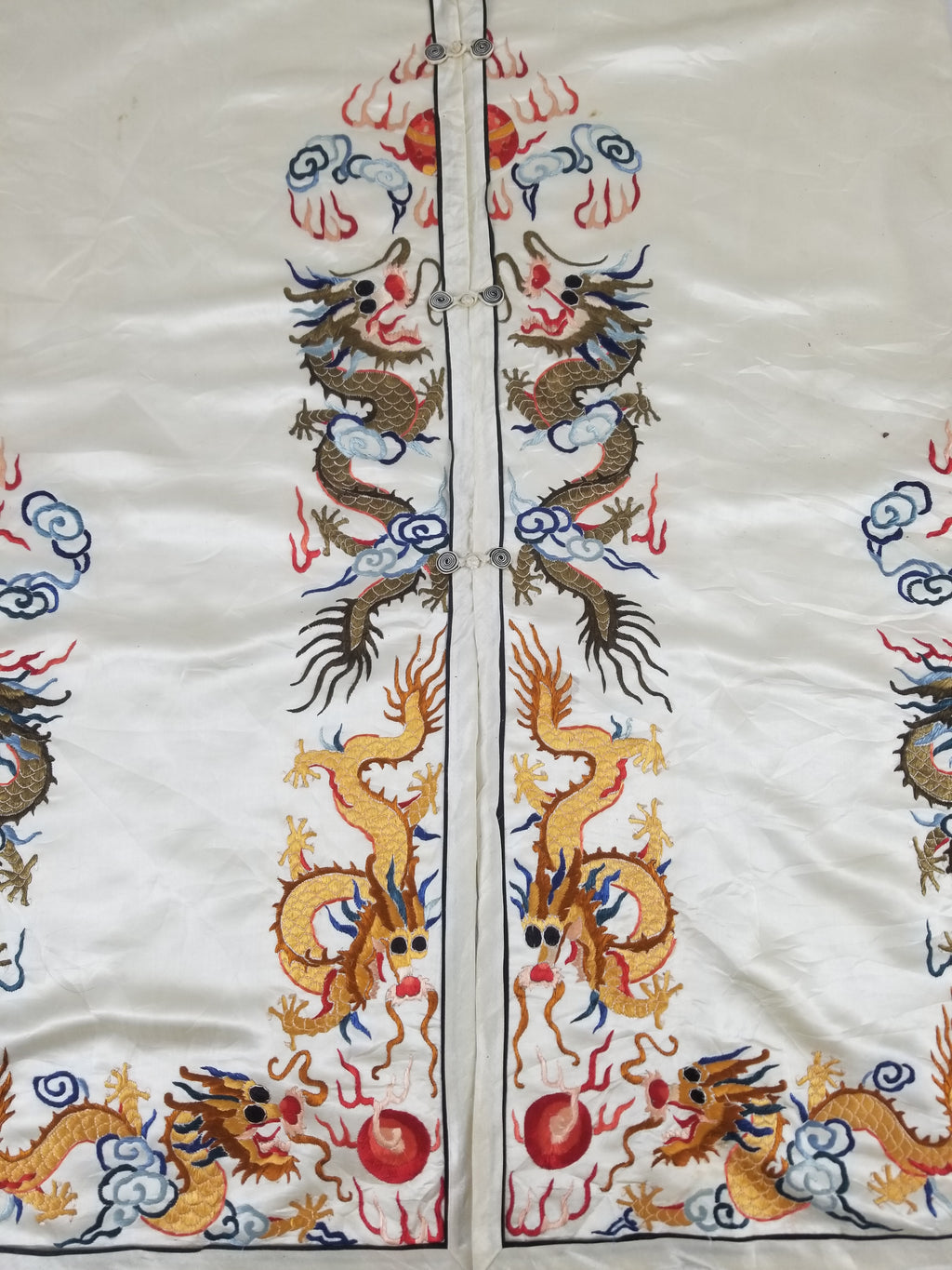 Vintage Chinese Hand Embroidered Dragon Silk Robe