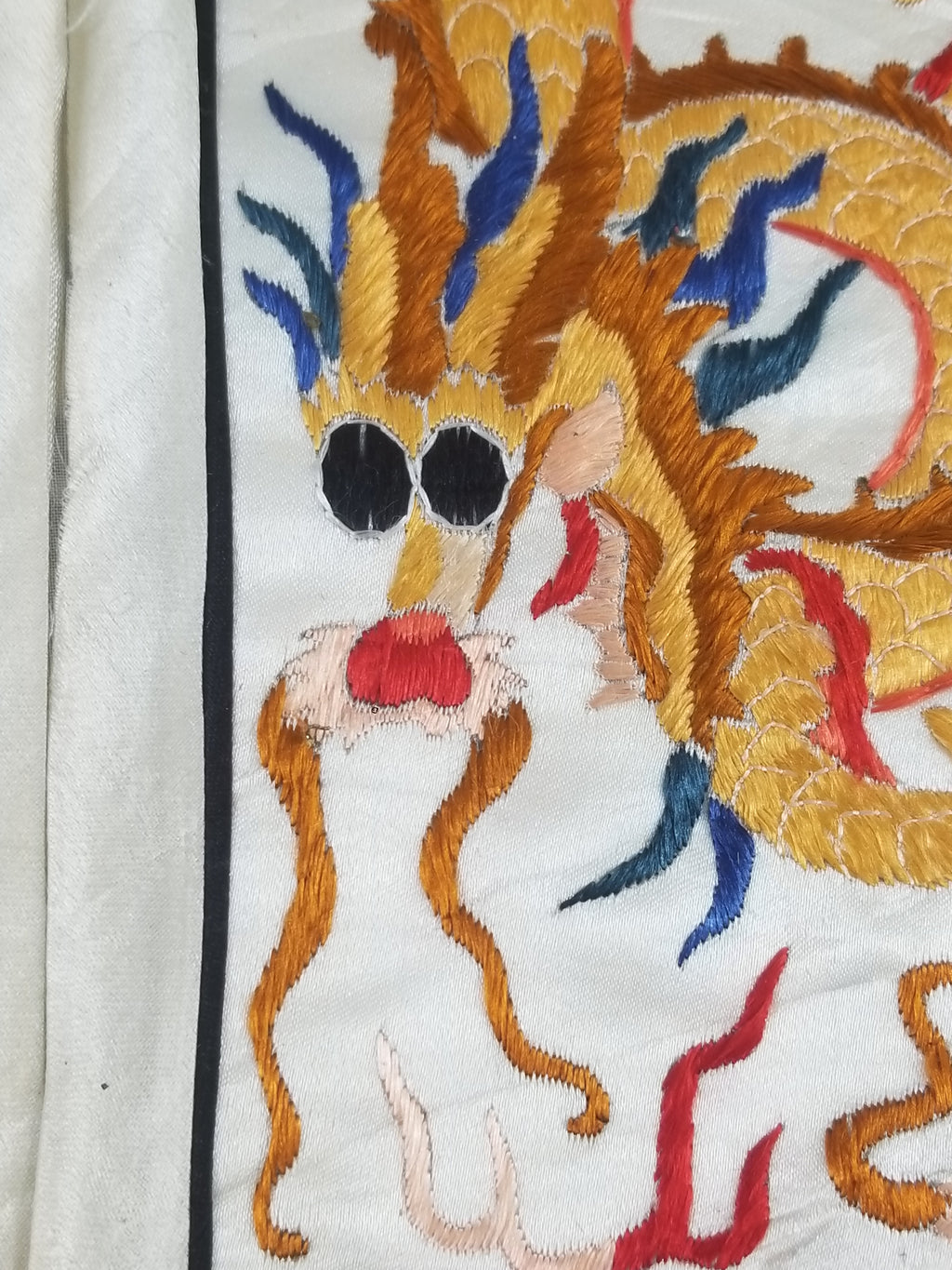 Vintage Chinese Hand Embroidered Dragon Silk Robe
