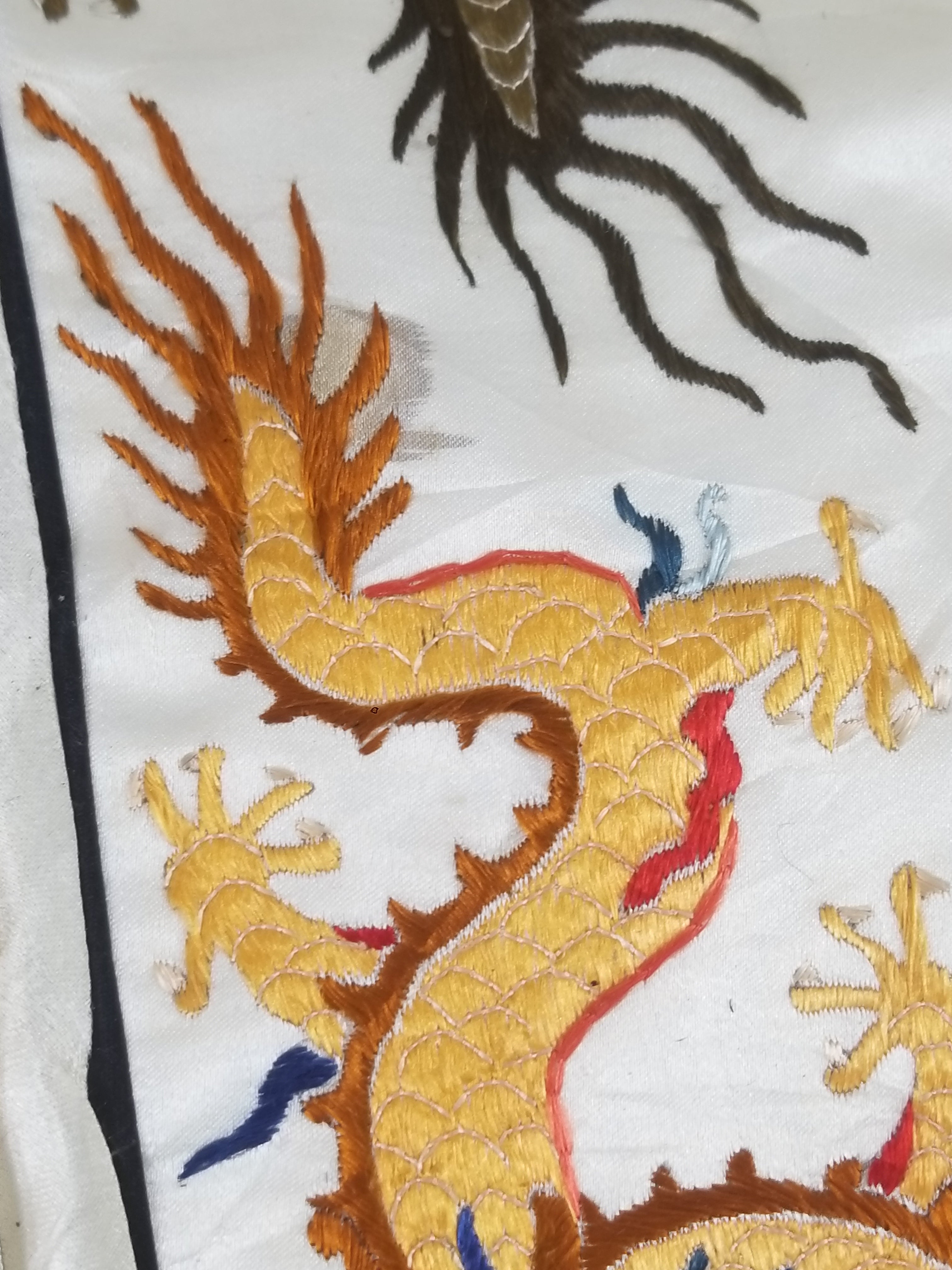 Vintage Chinese Hand Embroidered Dragon Silk Robe