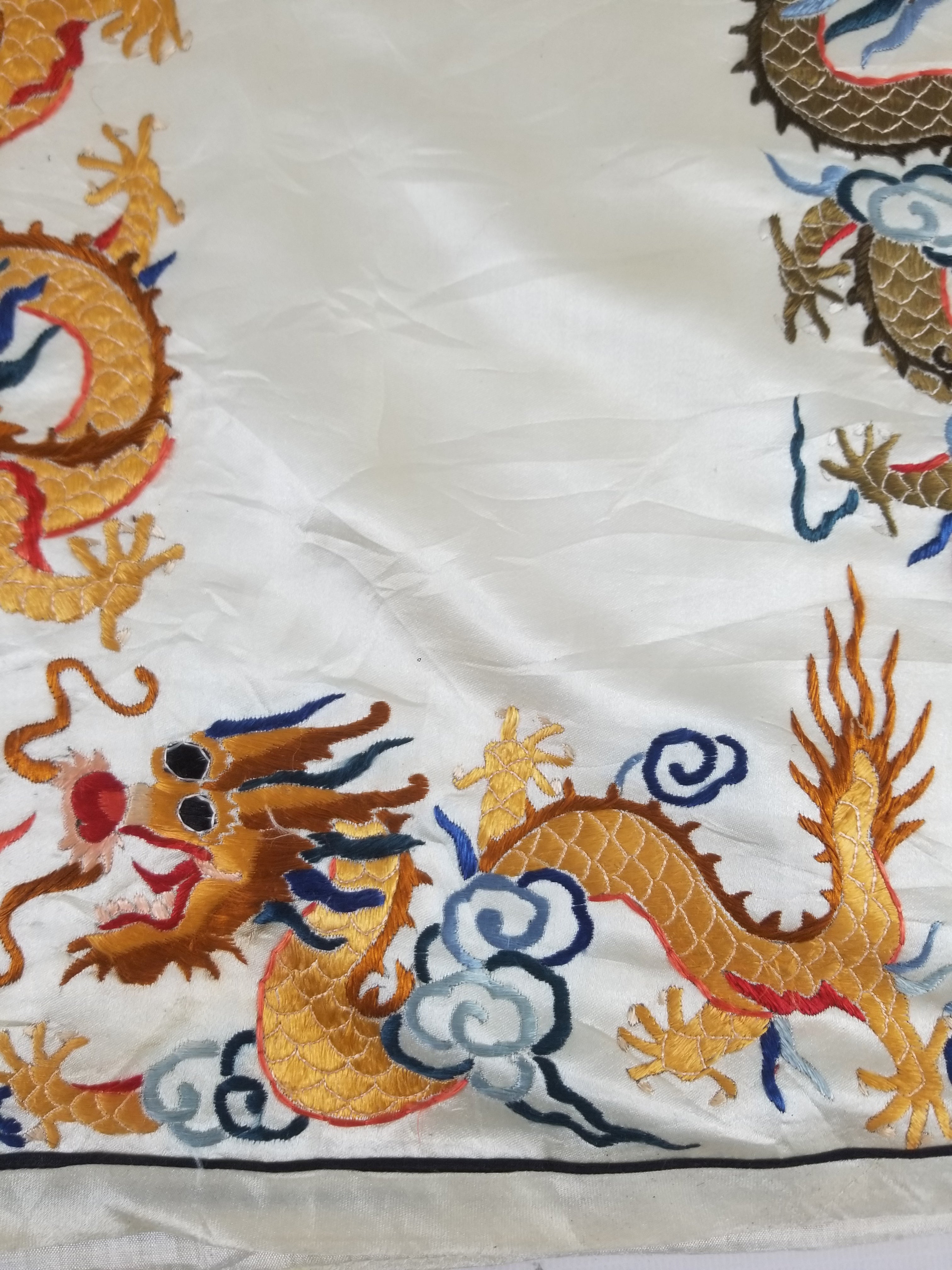Vintage Chinese Hand Embroidered Dragon Silk Robe