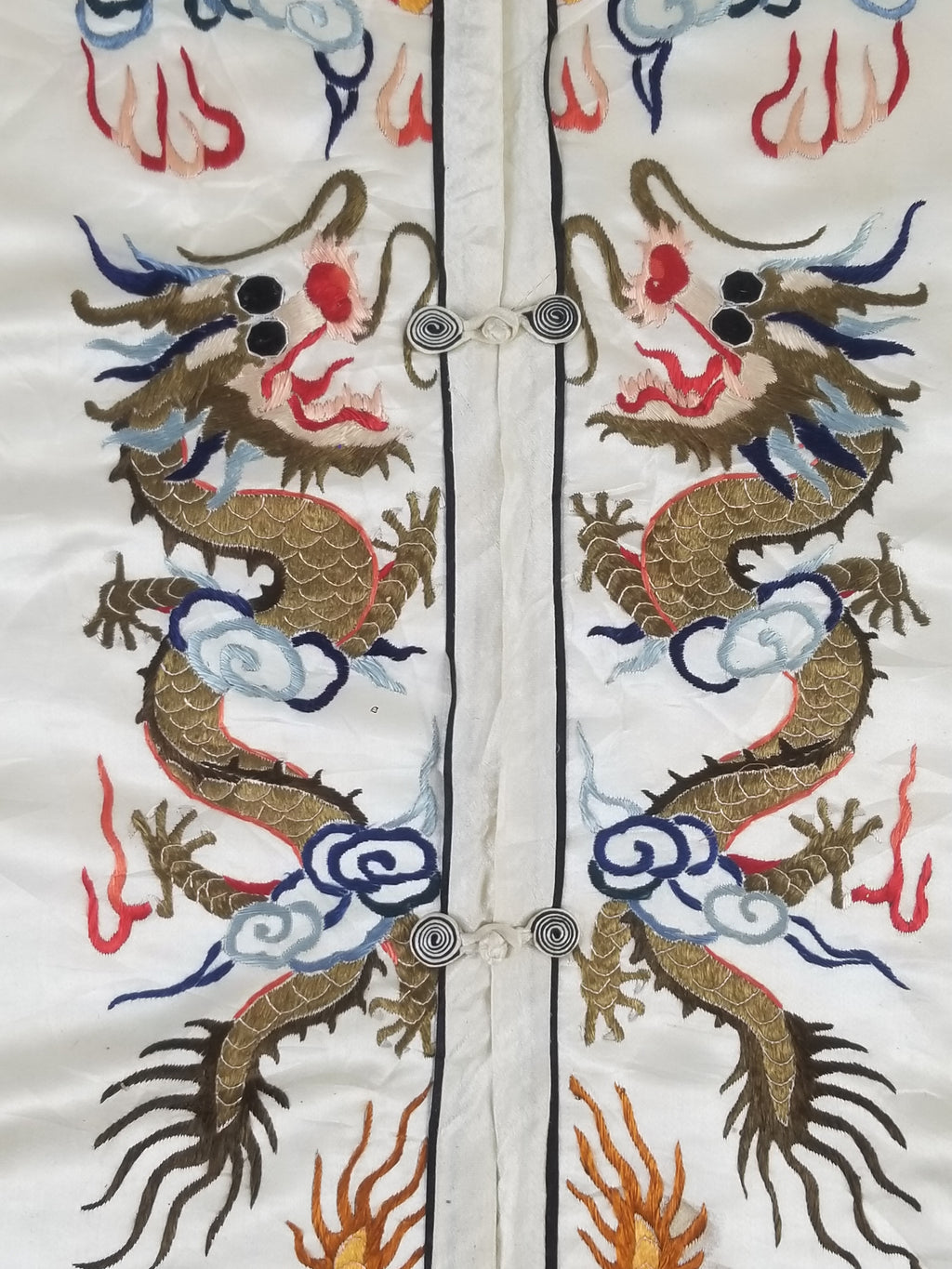 Vintage Chinese Hand Embroidered Dragon Silk Robe