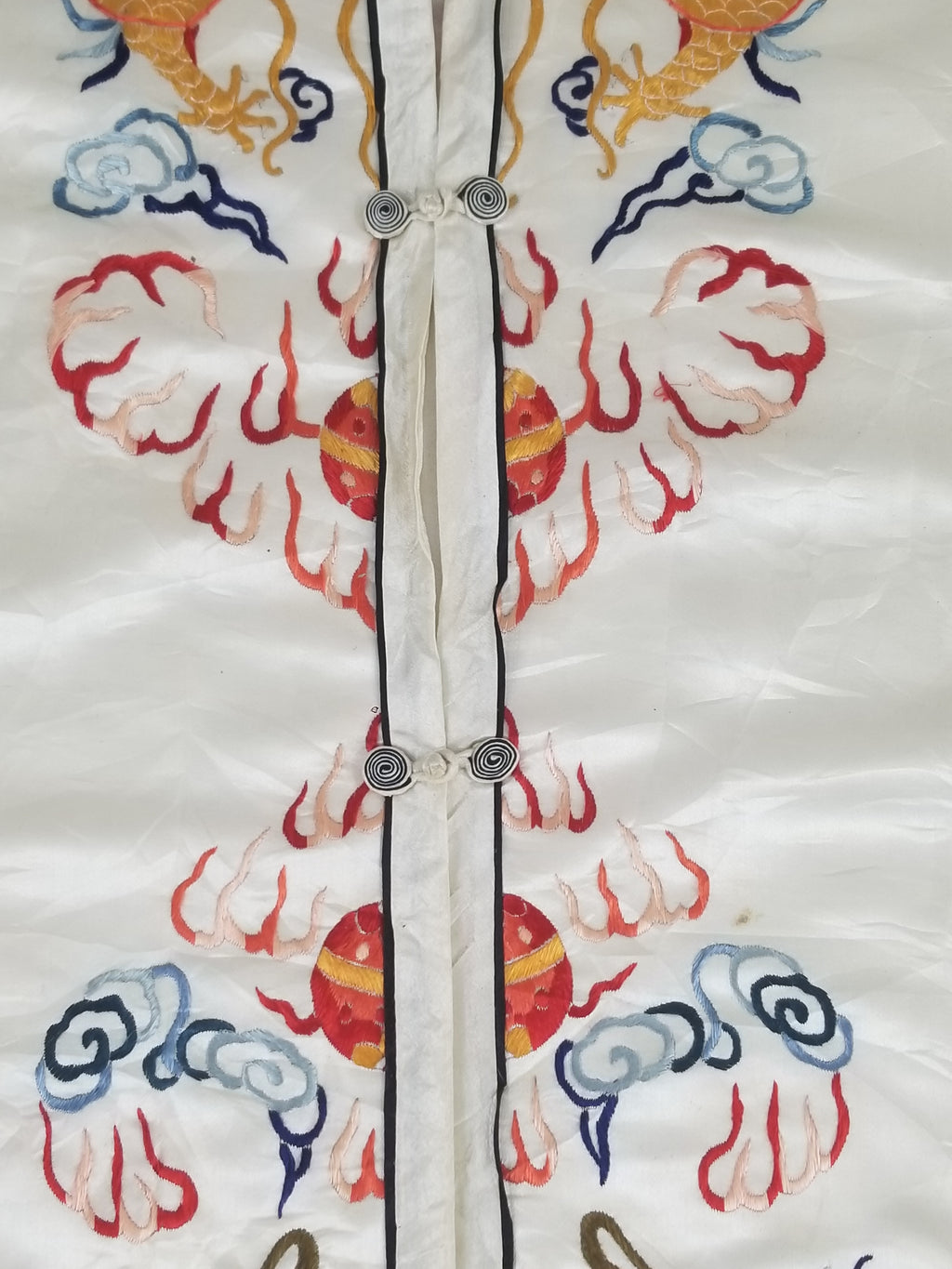 Vintage Chinese Hand Embroidered Dragon Silk Robe