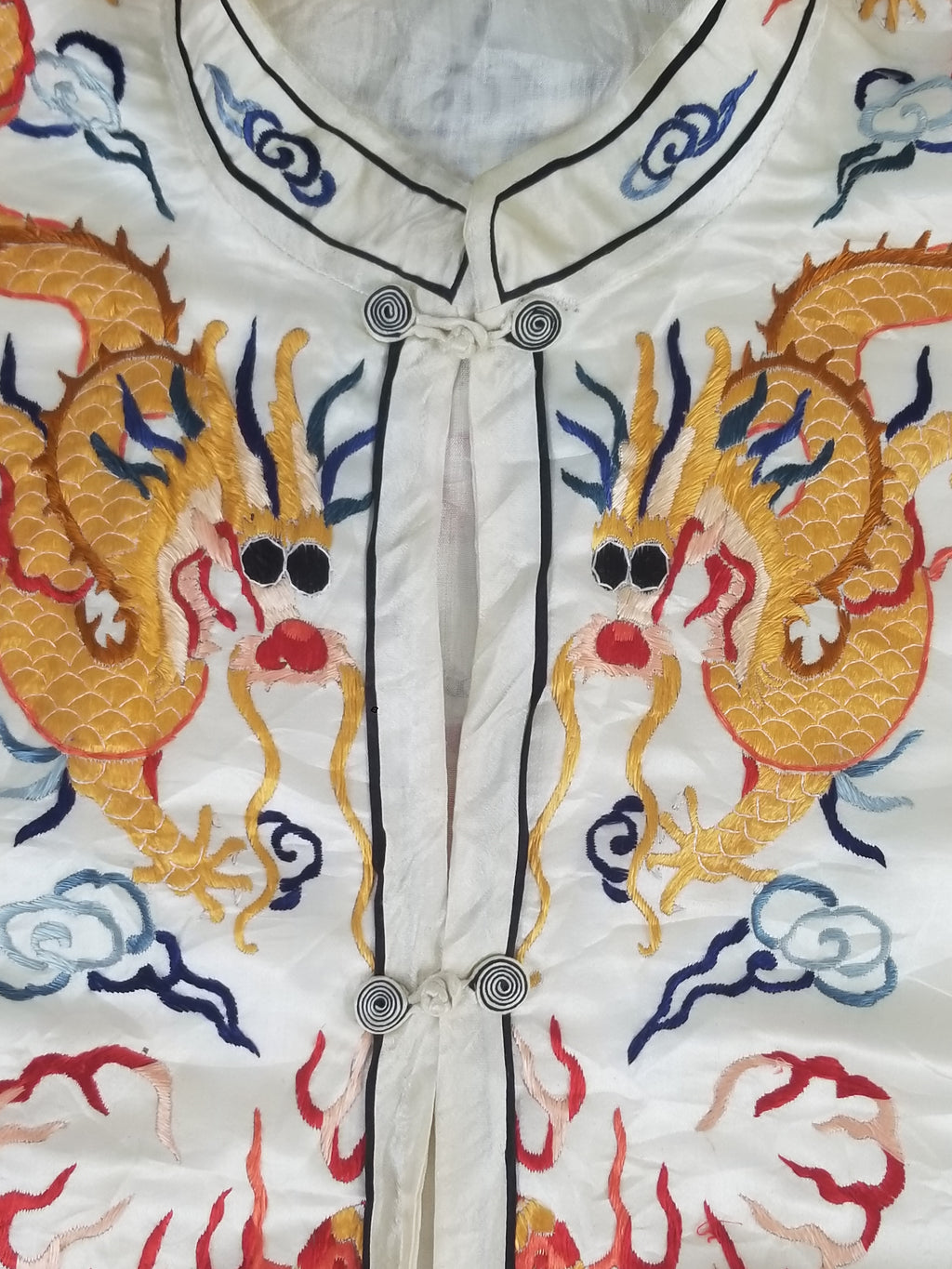 Vintage Chinese Hand Embroidered Dragon Silk Robe