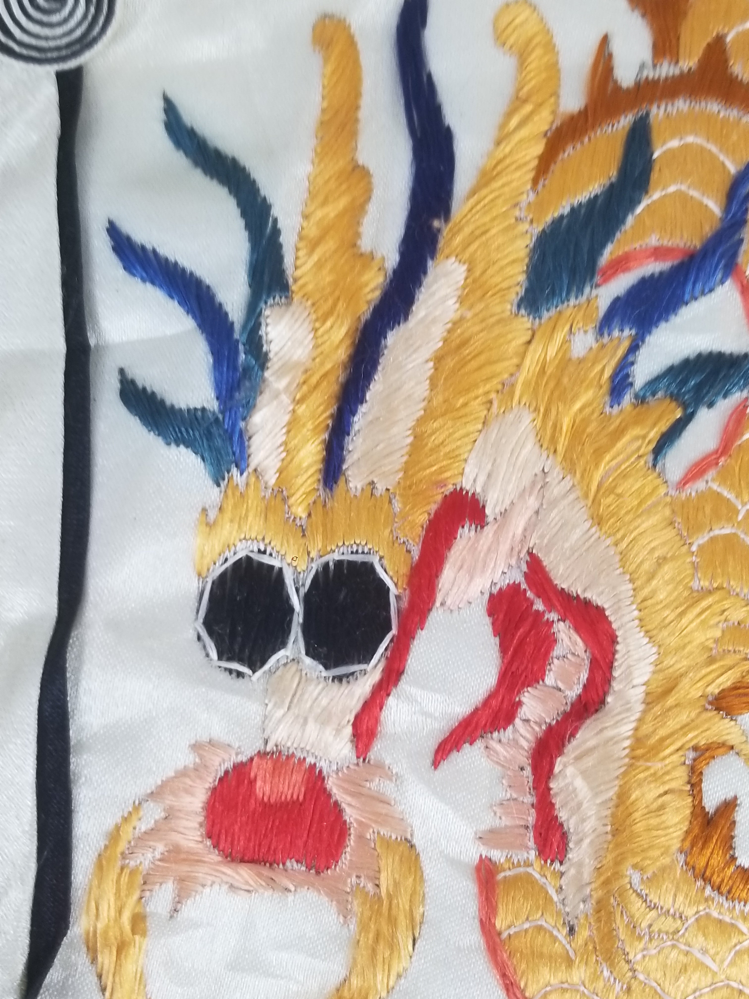 Vintage Chinese Hand Embroidered Dragon Silk Robe