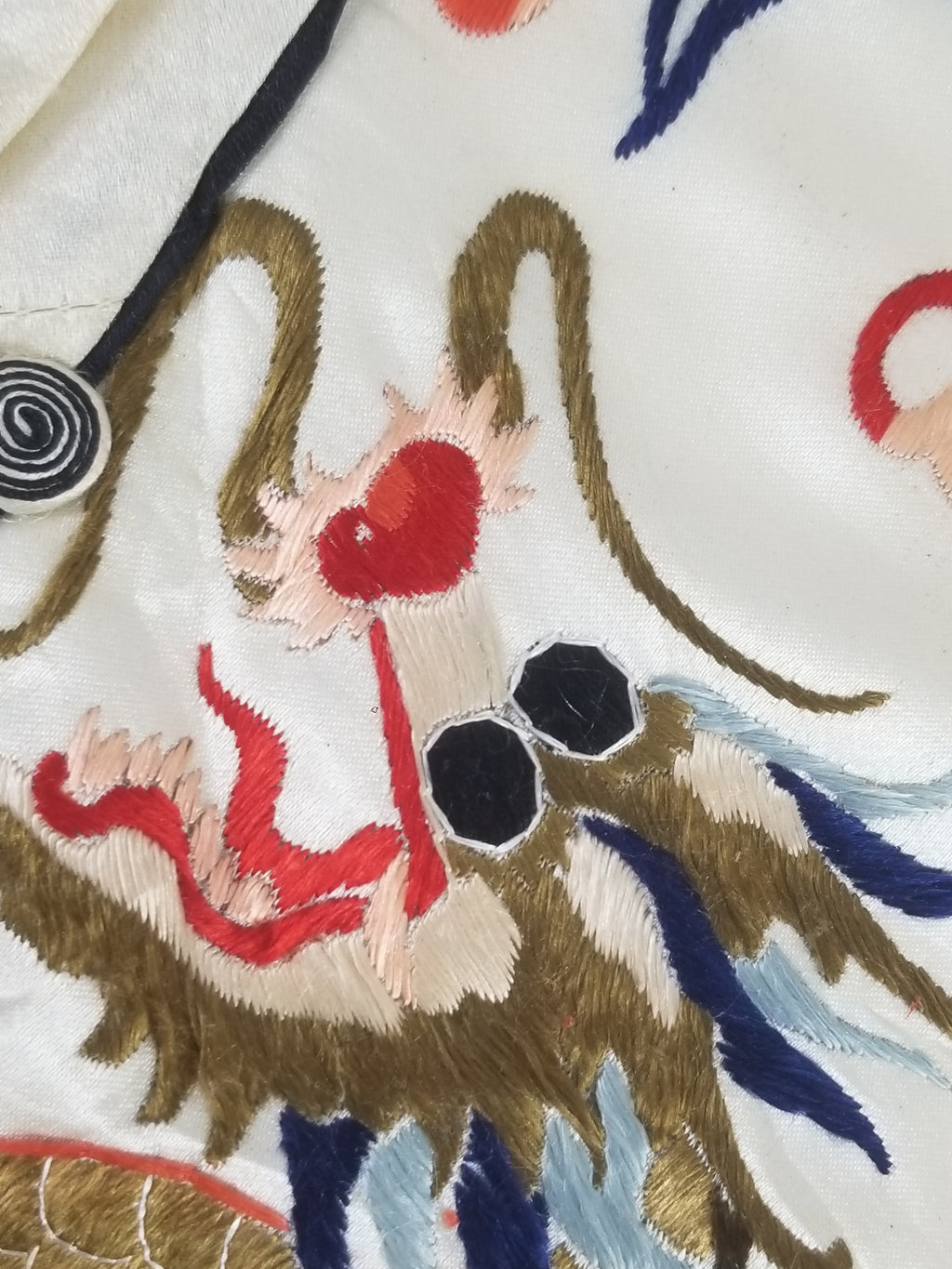 Vintage Chinese Hand Embroidered Dragon Silk Robe