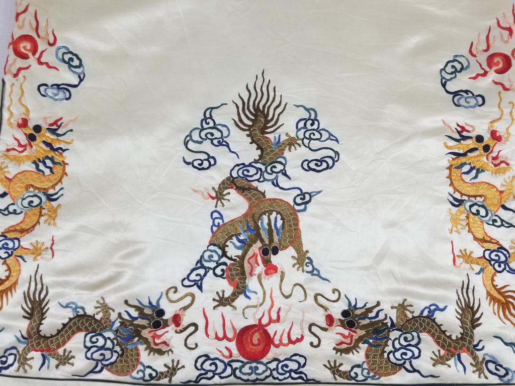 Vintage Chinese Hand Embroidered Dragon Silk Robe