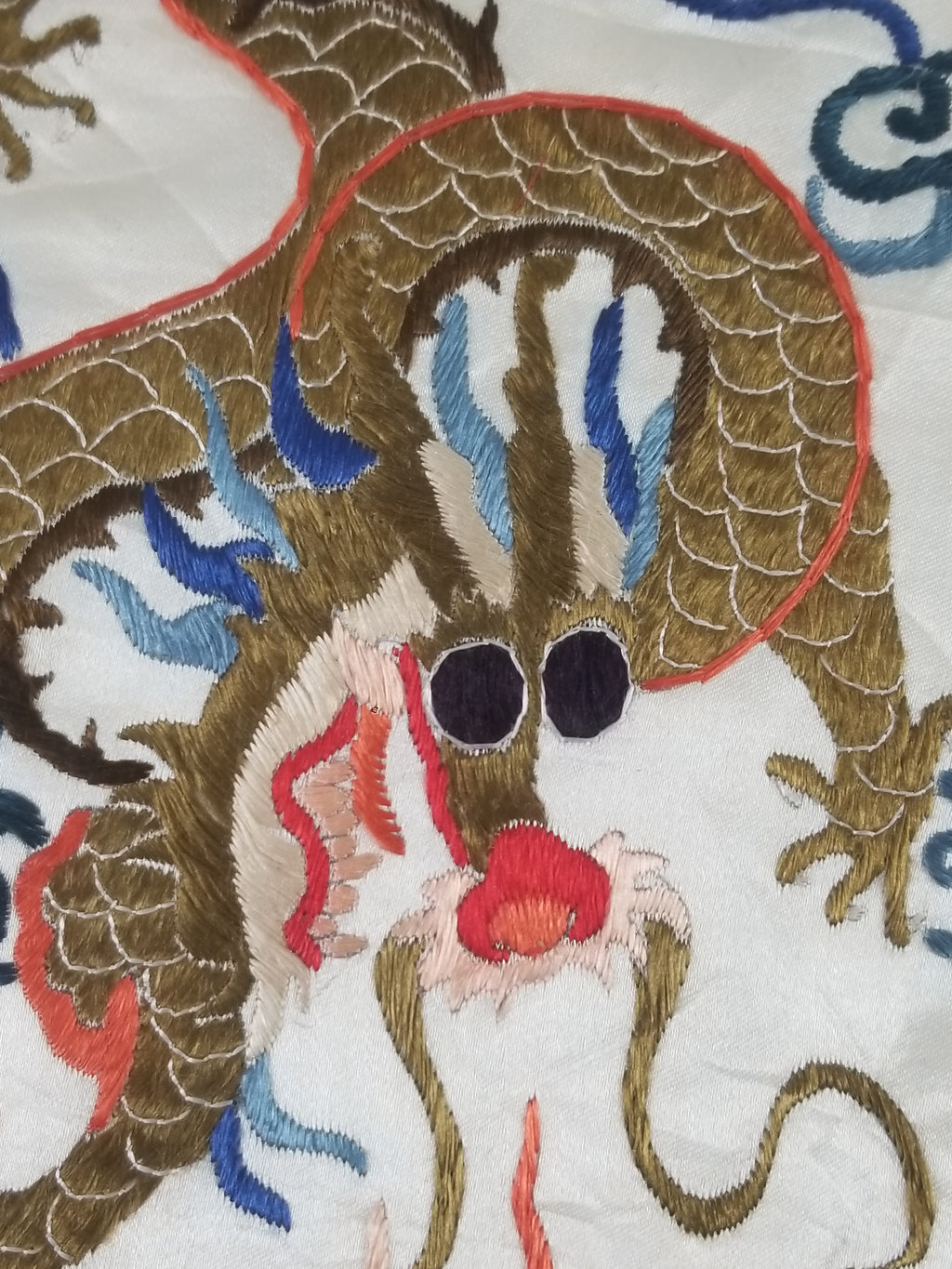 Vintage Chinese Hand Embroidered Dragon Silk Robe