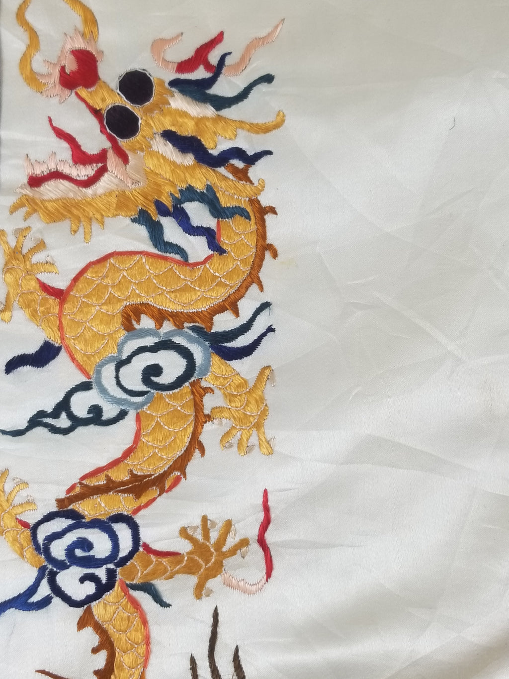 Vintage Chinese Hand Embroidered Dragon Silk Robe