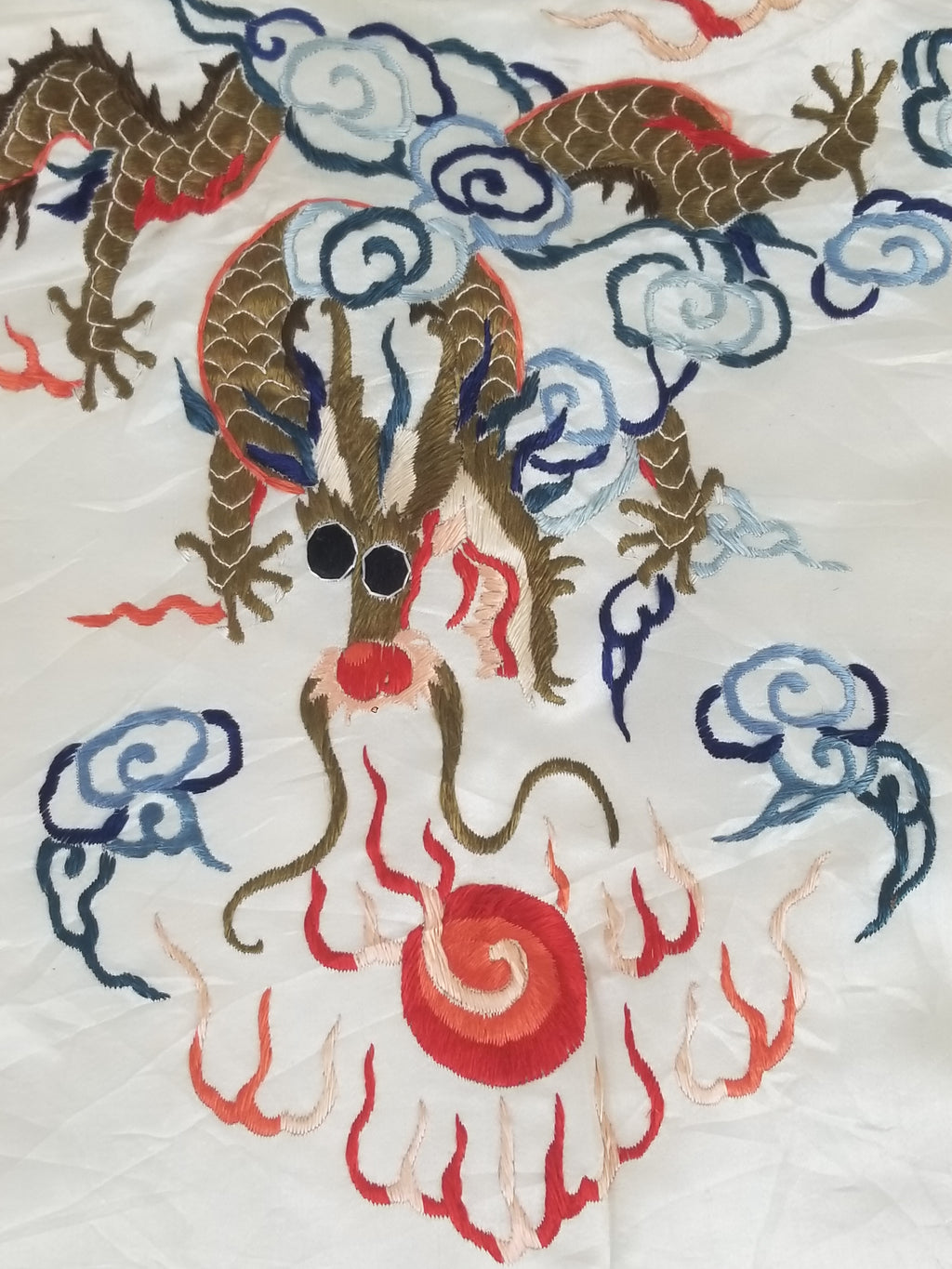 Vintage Chinese Hand Embroidered Dragon Silk Robe